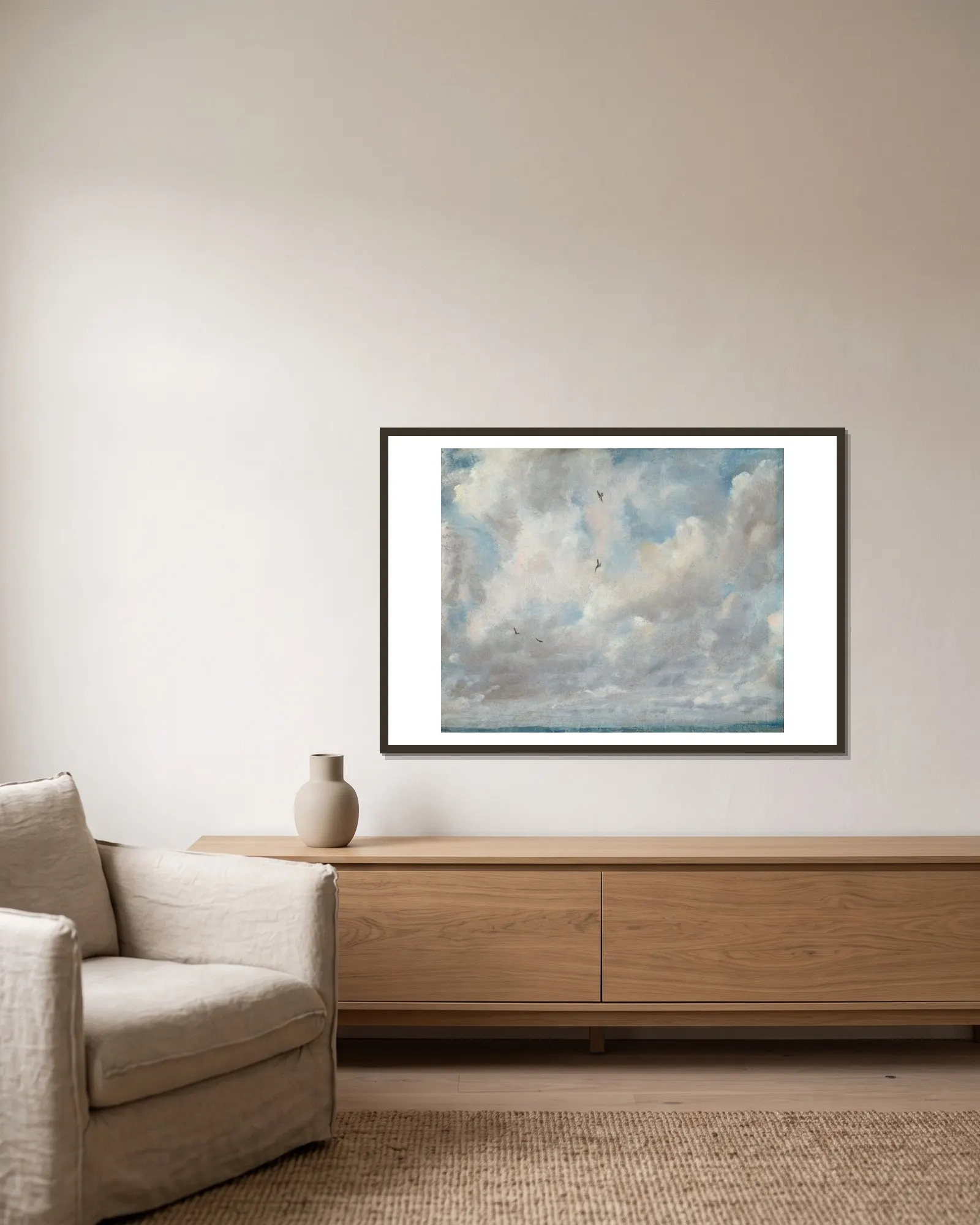Cloud Study av John Constable inramad på en vägg