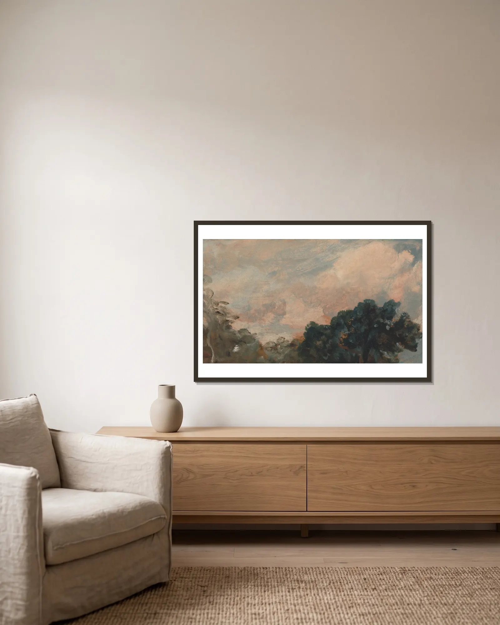 Cloud Study with Trees av John Constable inramad på en vägg