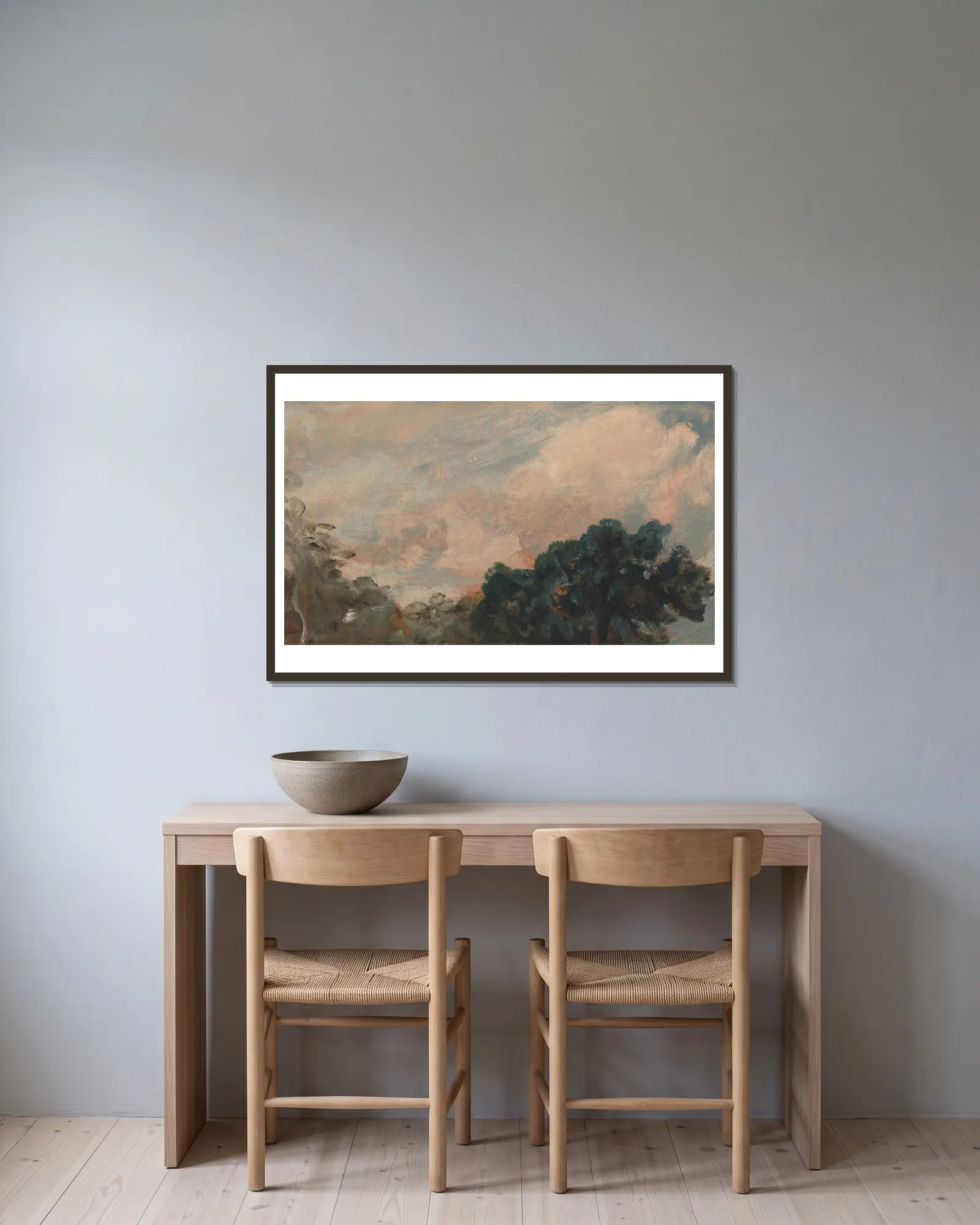 Cloud Study with Trees av John Constable inramad på en vägg