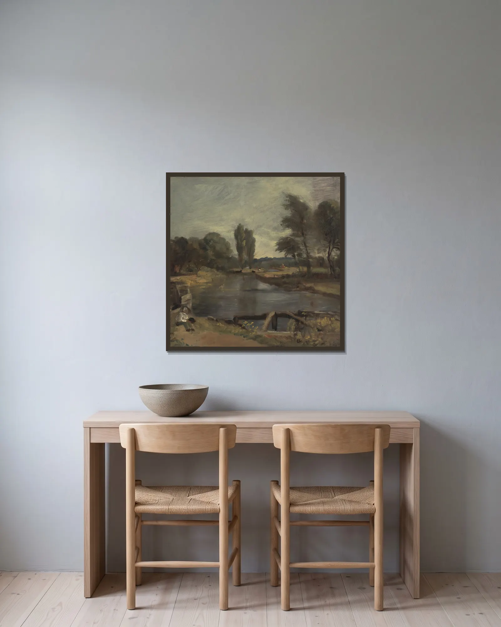 Flatford Lock av John Constable inramad på en vägg