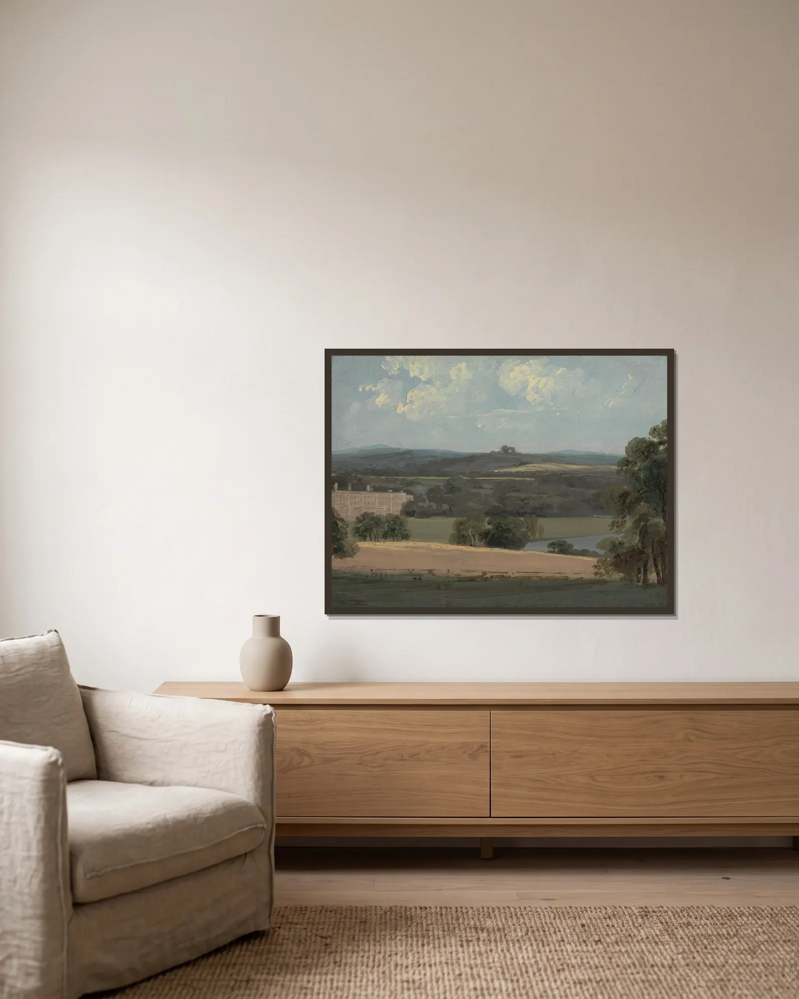 Trentham Park av John Constable inramad på en vägg