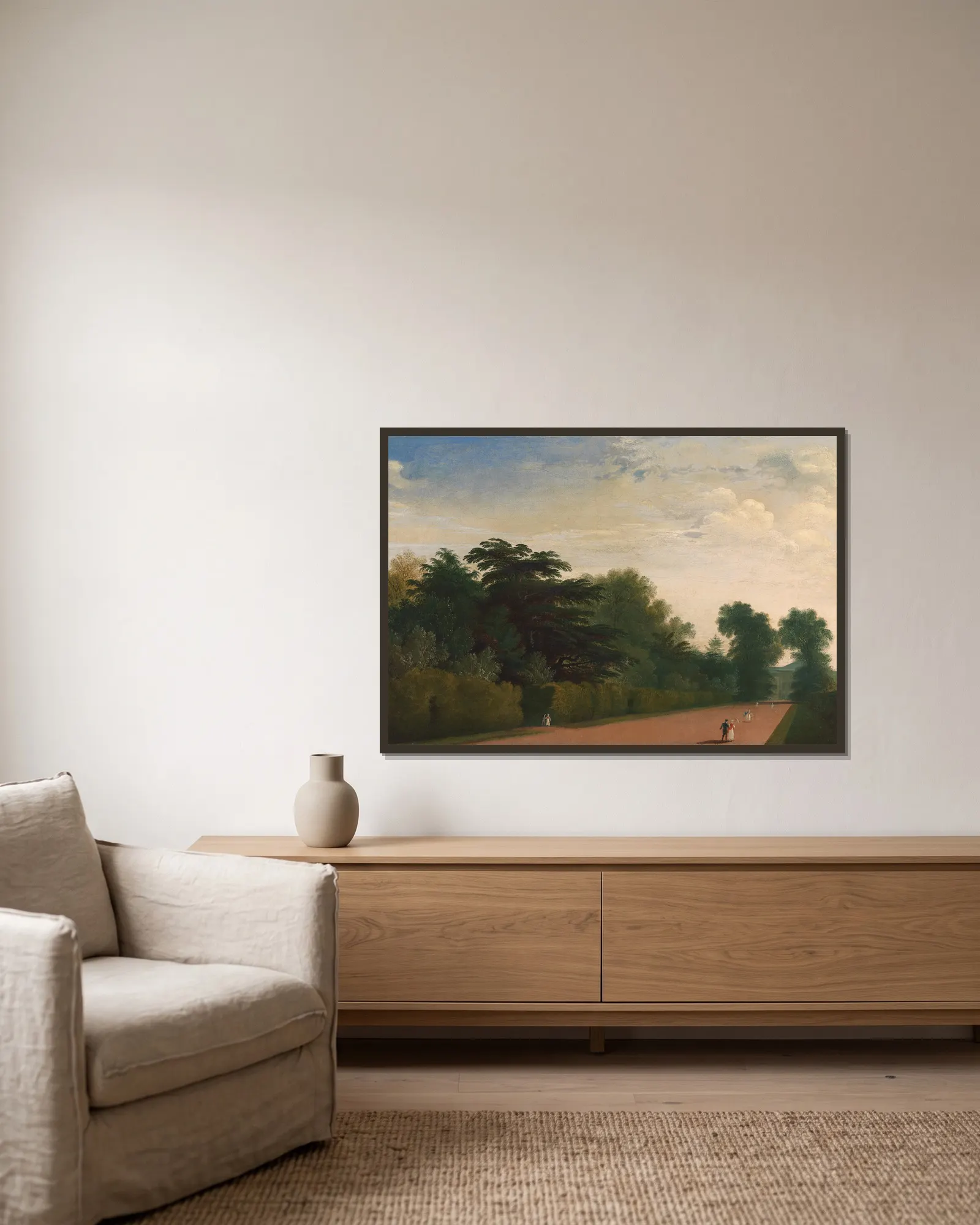 Kensington Gardens av John Martin inramad på en vägg