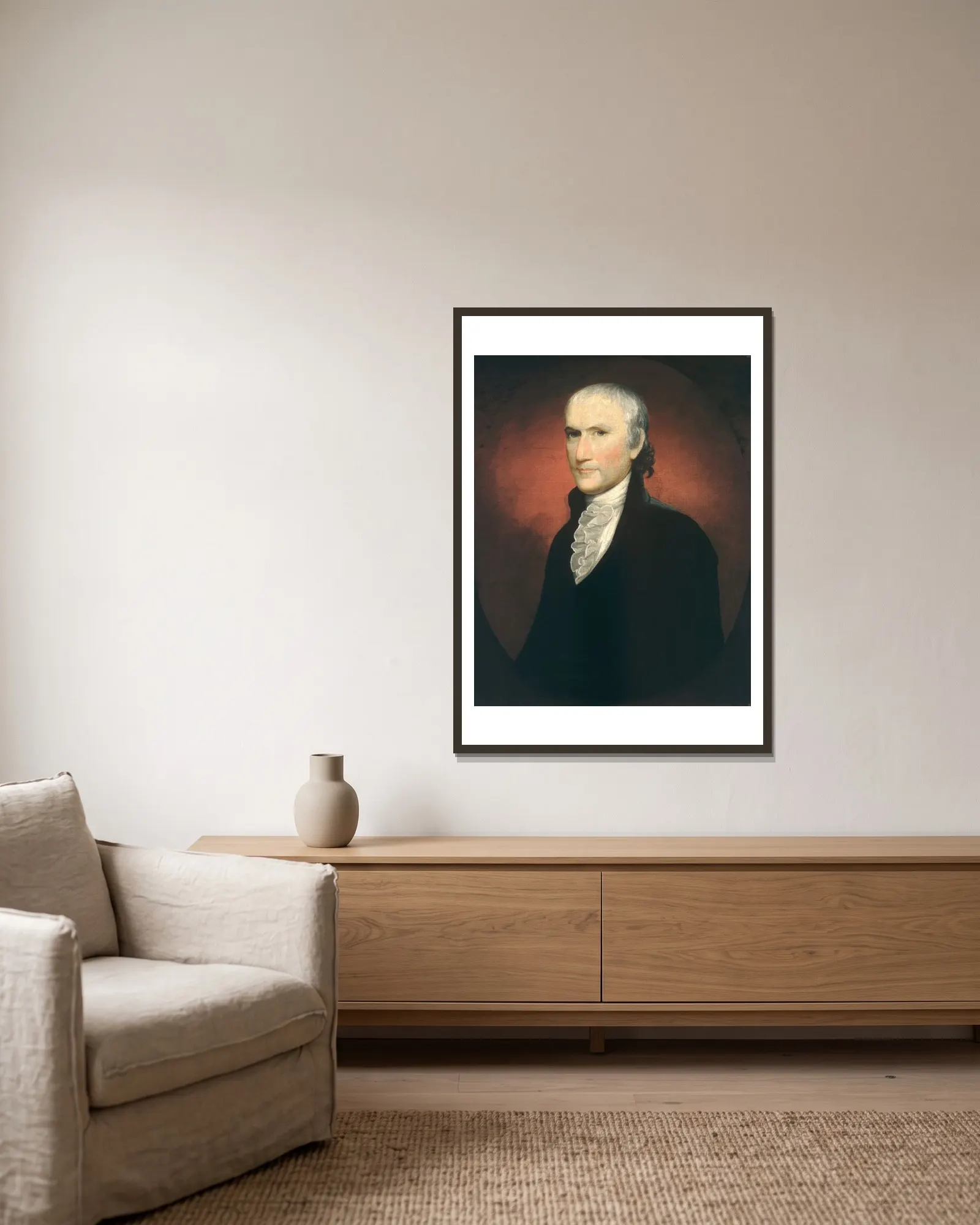 Egbert Benson av John Vanderlyn inramad på en vägg
