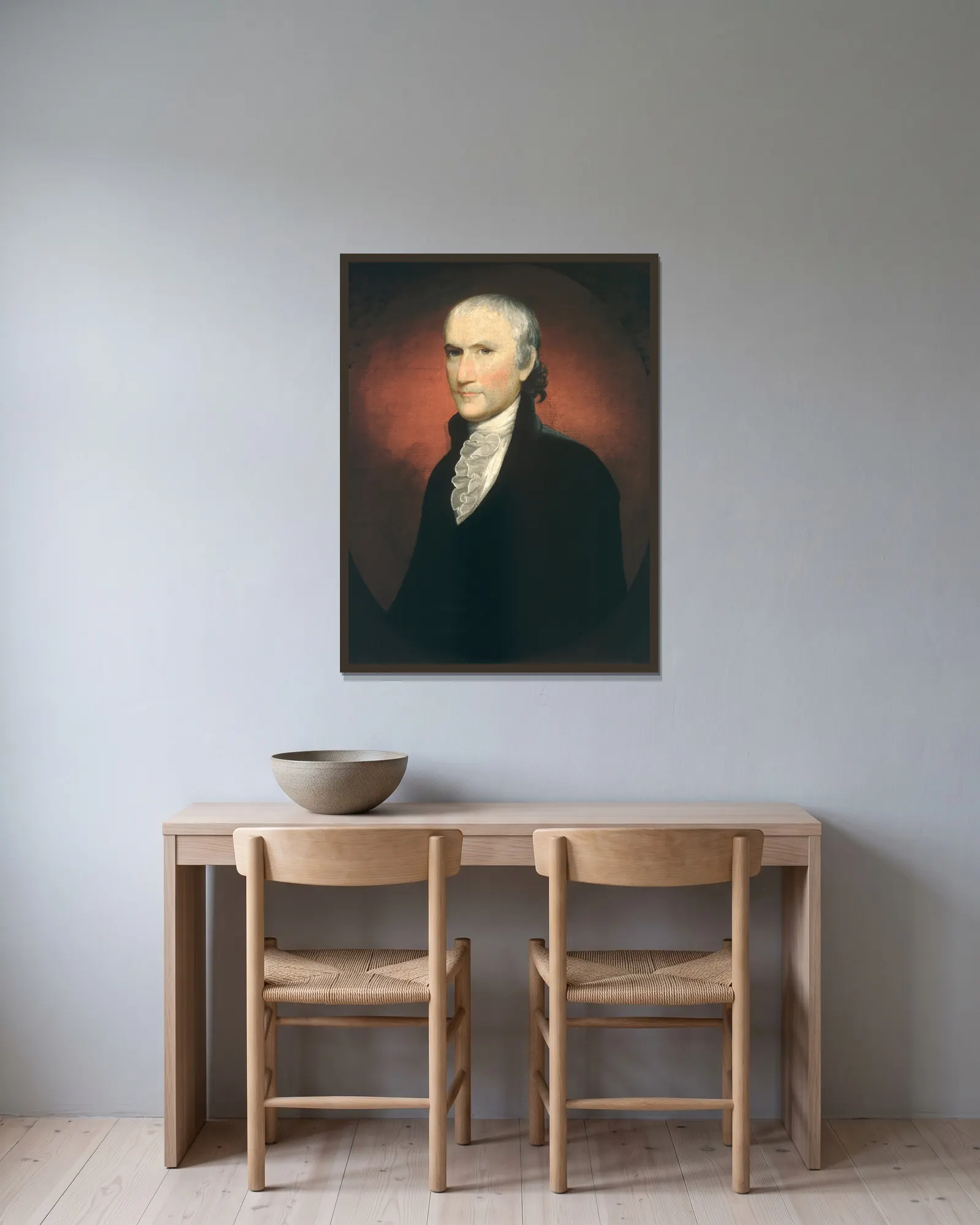 Egbert Benson av John Vanderlyn inramad på en vägg