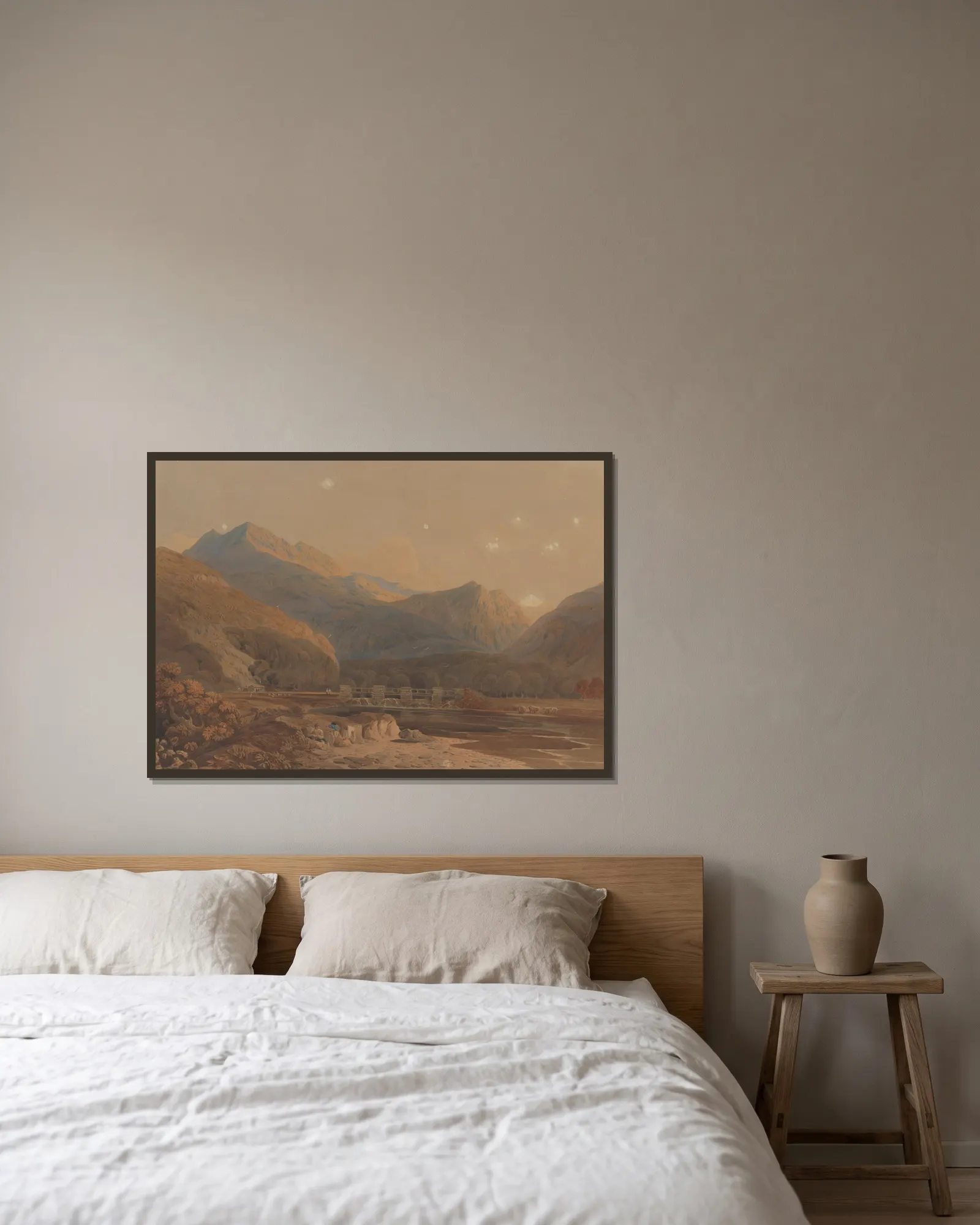 Welsh mountains av John Varley inramad på en vägg