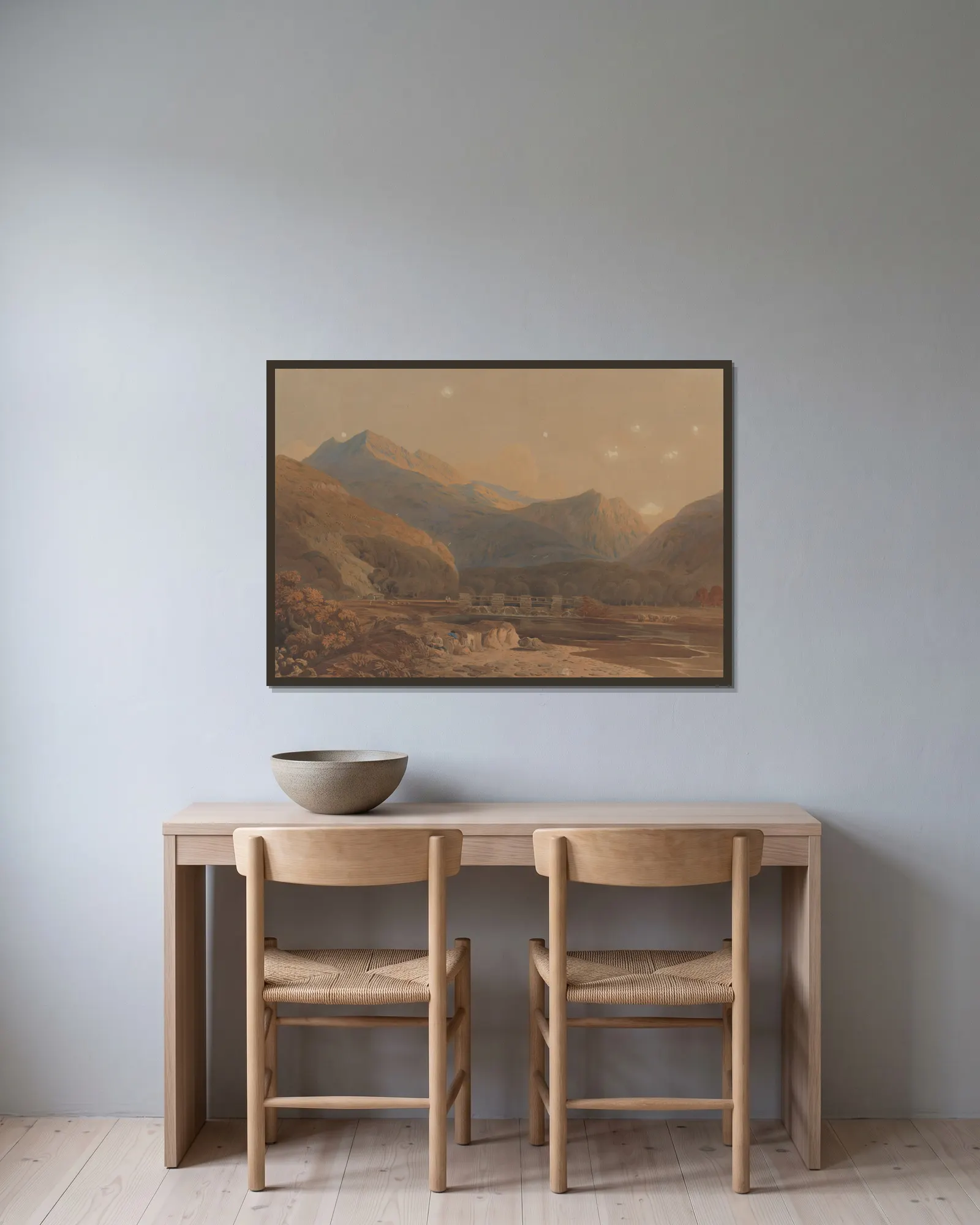 Welsh mountains av John Varley inramad på en vägg