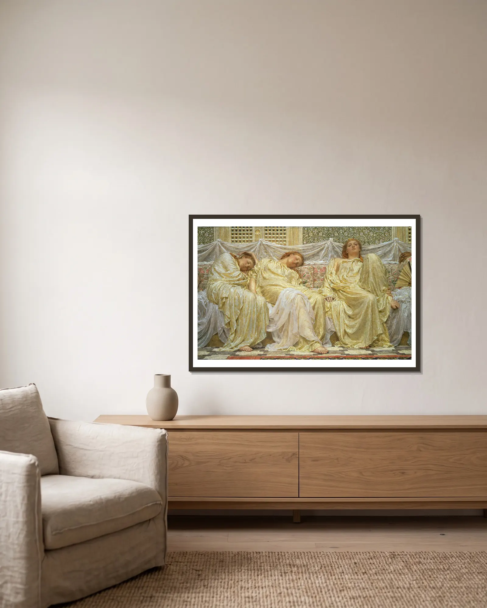 Dreamers av Albert Joseph Moore inramad på en vägg