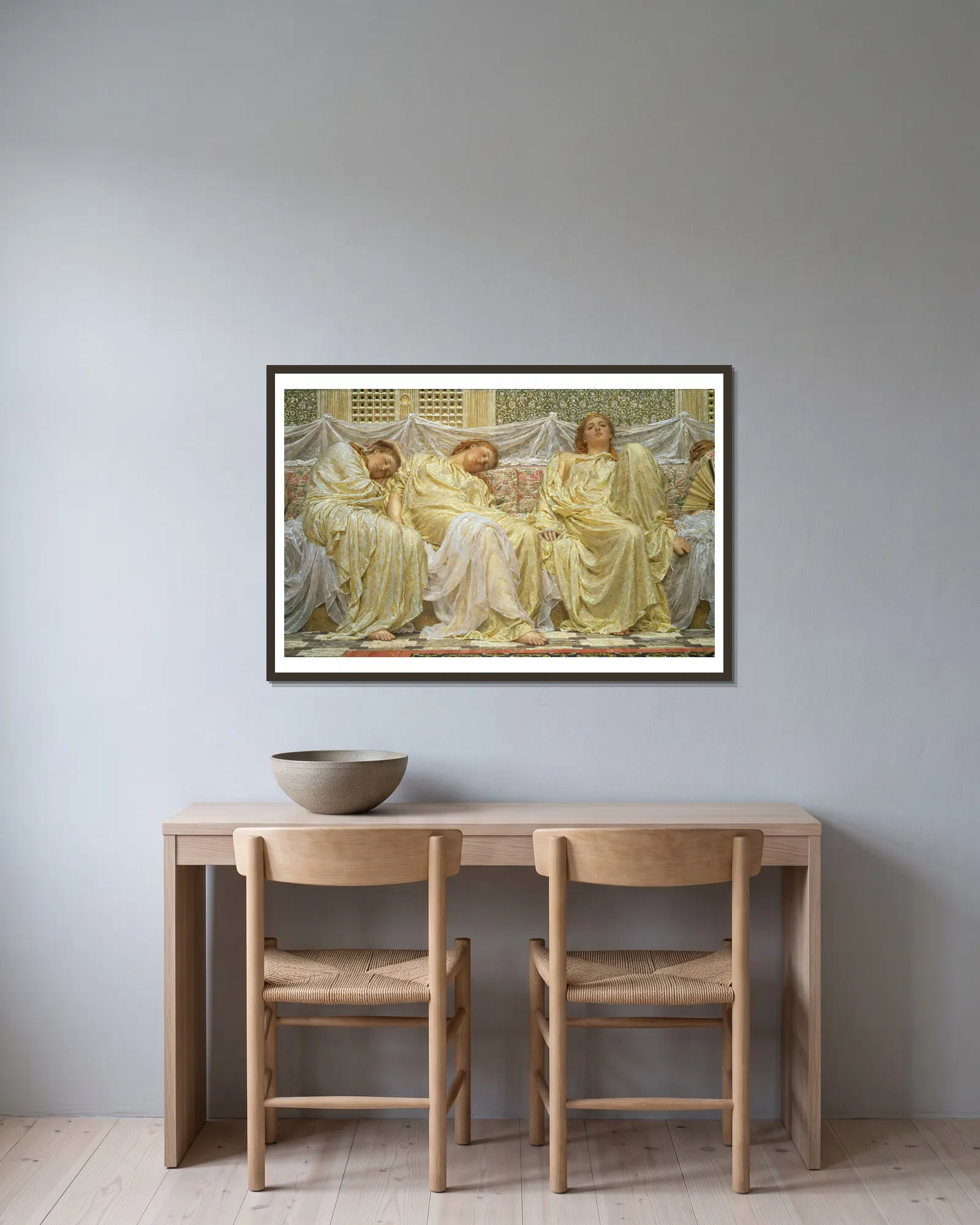 Dreamers av Albert Joseph Moore inramad på en vägg
