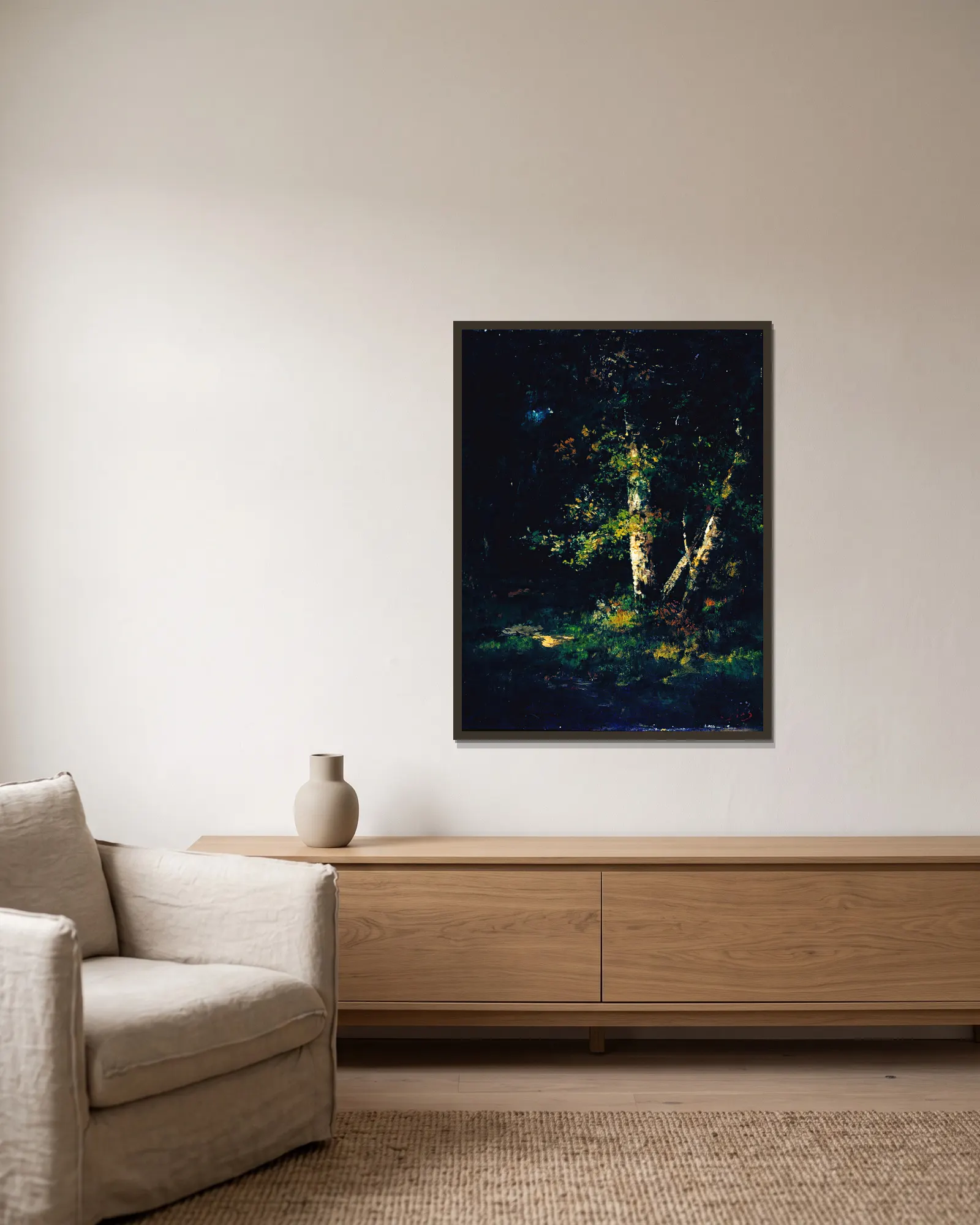 Forest Scene (19th century) av Narcisse-Virgile Diaz de La Peña inramad på en vägg