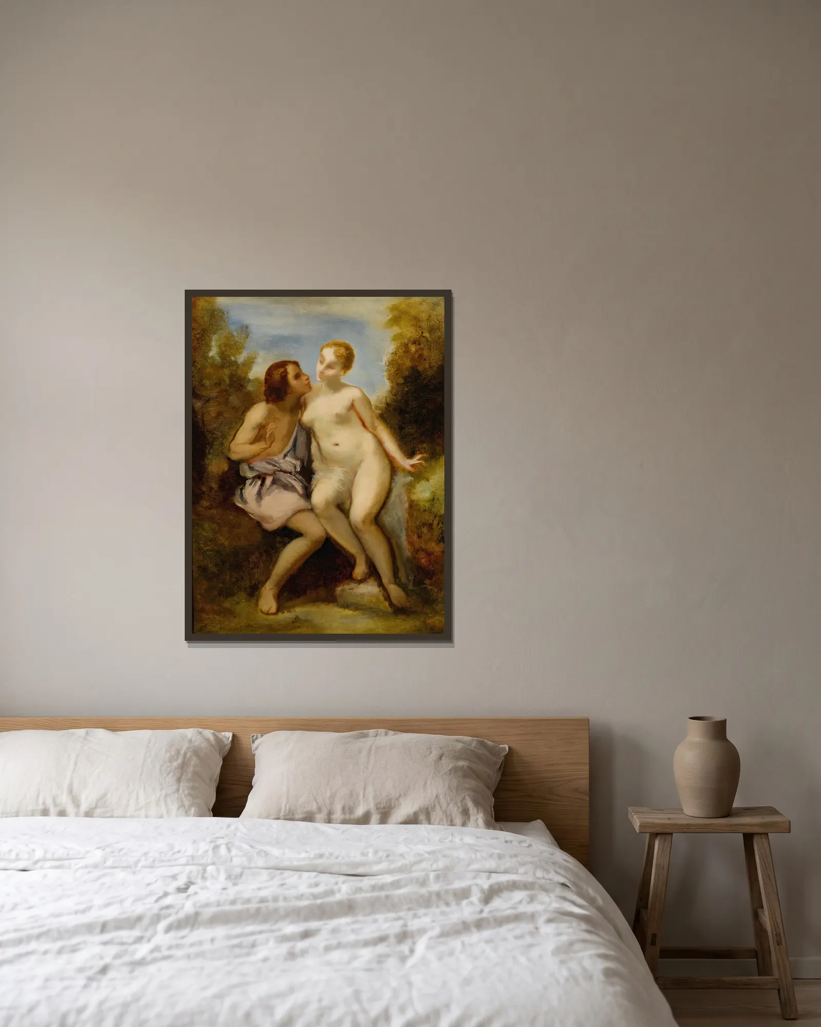 Vénus Et Adonis av Narcisse-Virgile Diaz de La Peña inramad på en vägg