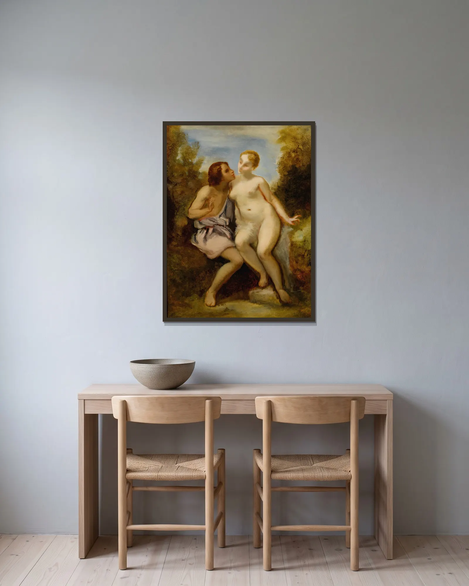 Vénus Et Adonis av Narcisse-Virgile Diaz de La Peña inramad på en vägg