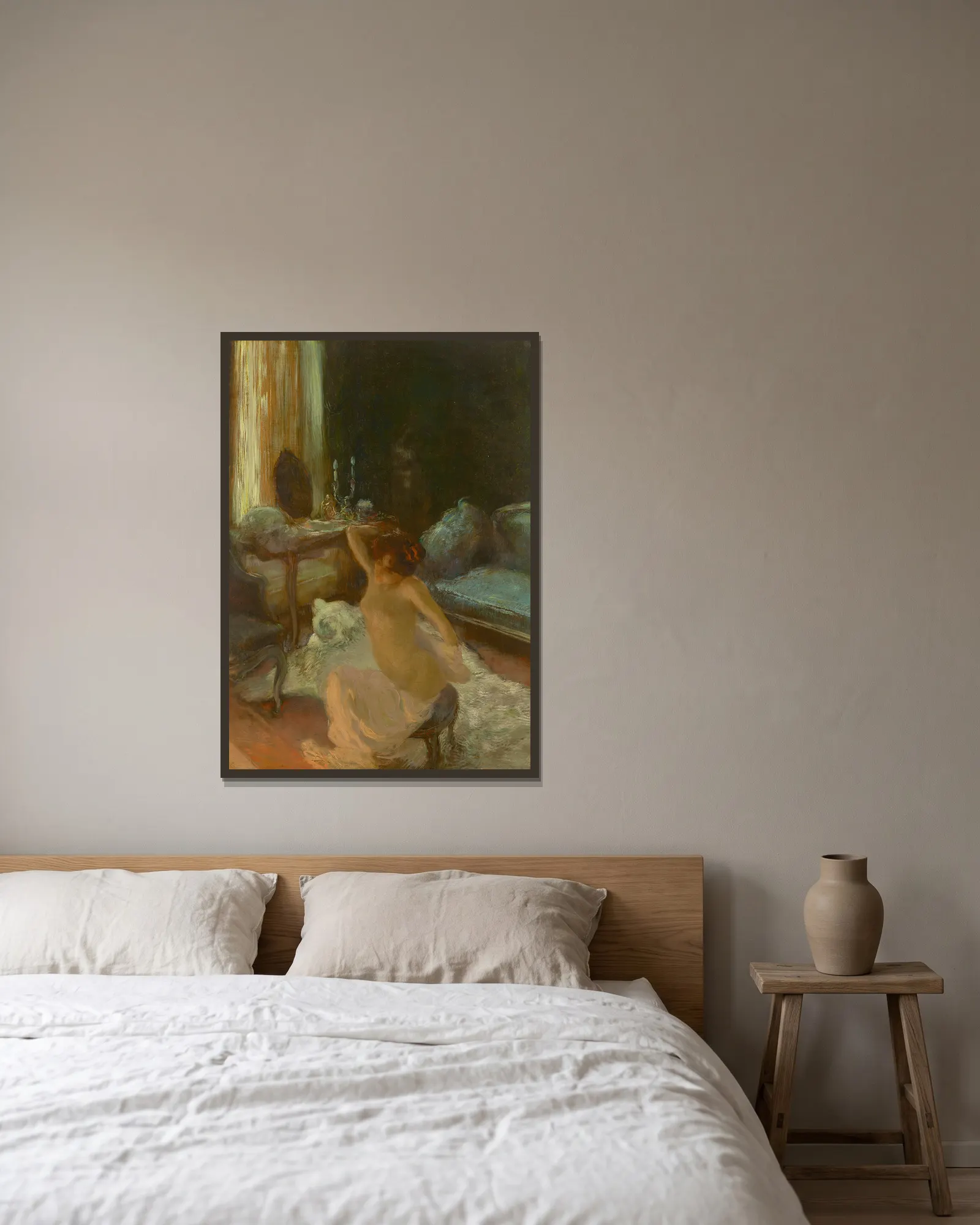 La Démangeaison av Gaston La Touche inramad på en vägg