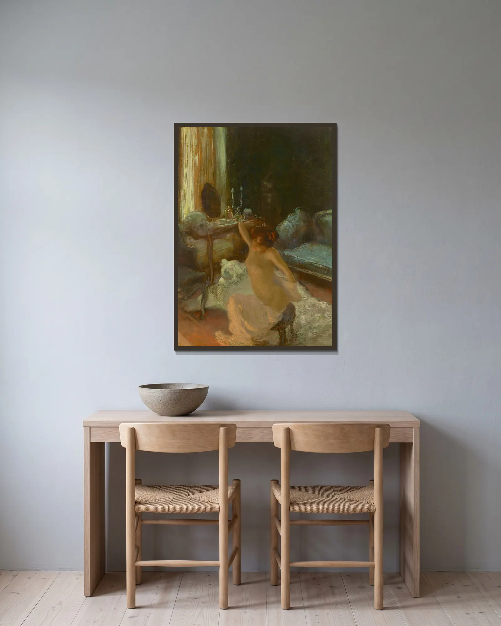 La Démangeaison av Gaston La Touche inramad på en vägg