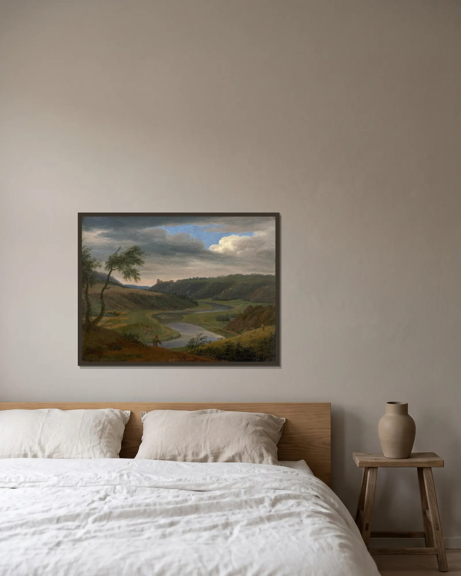 Landscape representing the Meuse near the commune of Aiglemon av Elisabeth Louise Vigée Le Brun inramad på en vägg