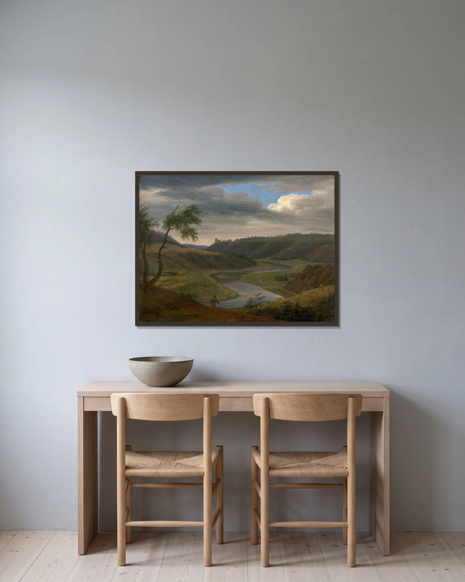 Landscape representing the Meuse near the commune of Aiglemon av Elisabeth Louise Vigée Le Brun inramad på en vägg