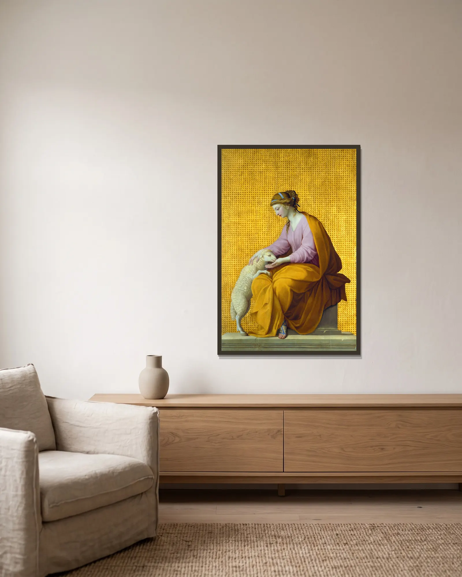 Meekness av Eustache Le Sueur inramad på en vägg