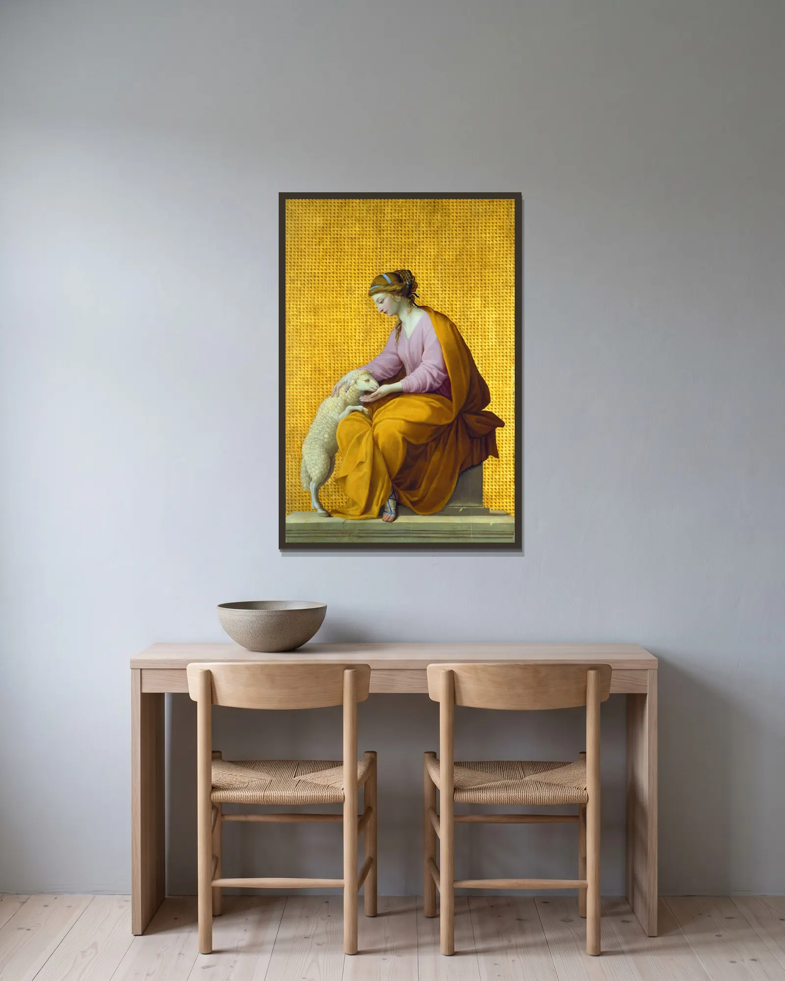 Meekness av Eustache Le Sueur inramad på en vägg