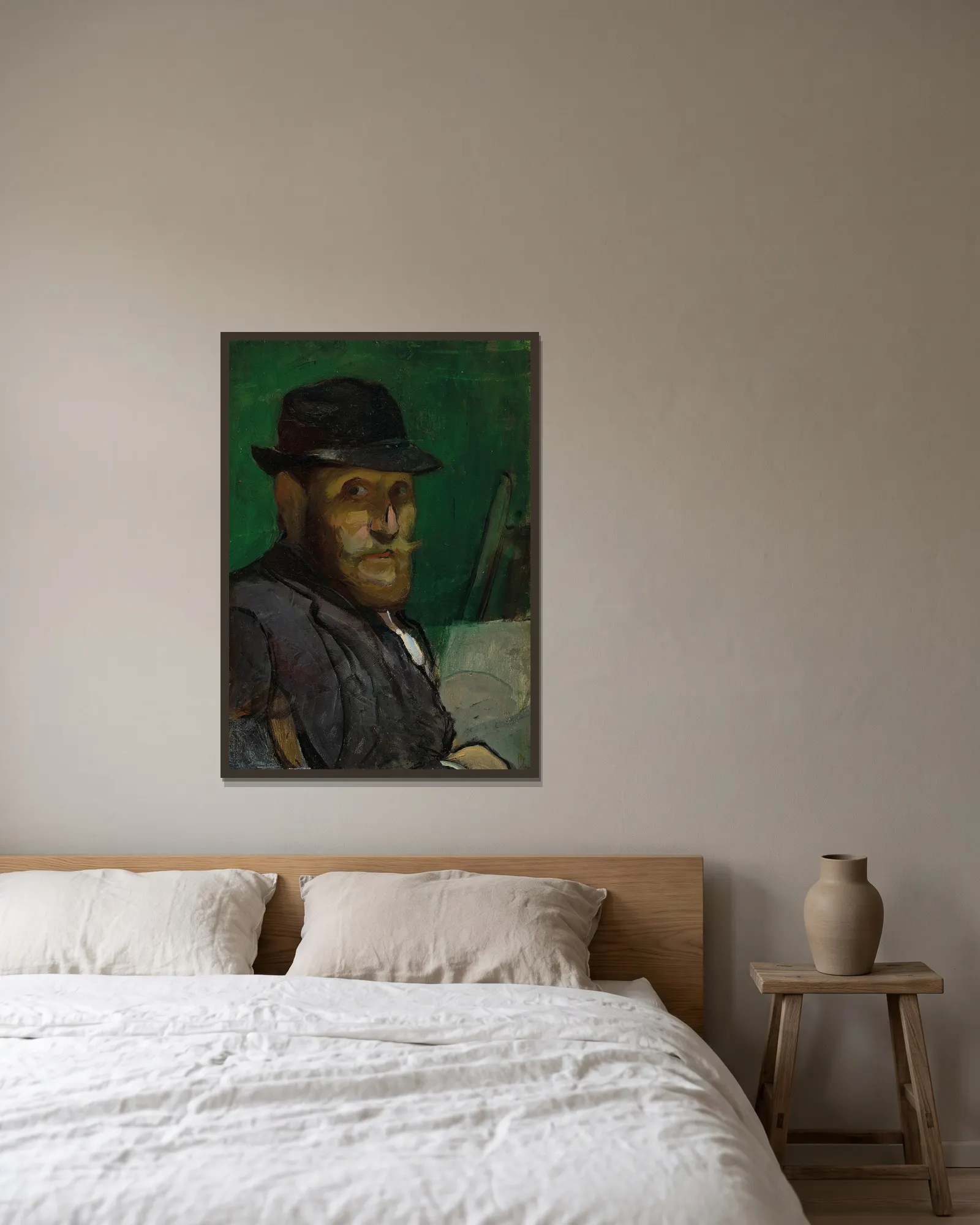 Autoportrait au chevalet av Louis Anquetin inramad på en vägg