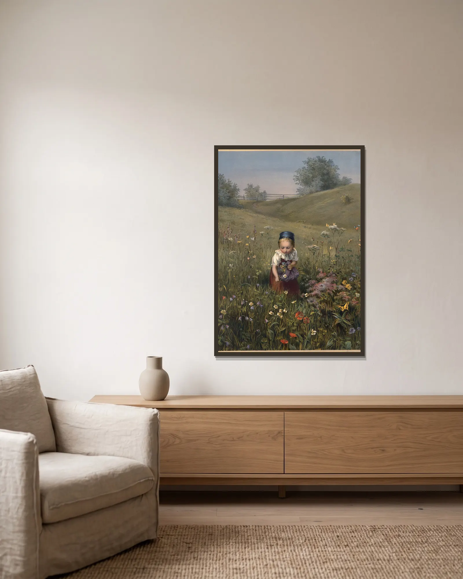 Spring Flowers av Ludwig Knaus inramad på en vägg