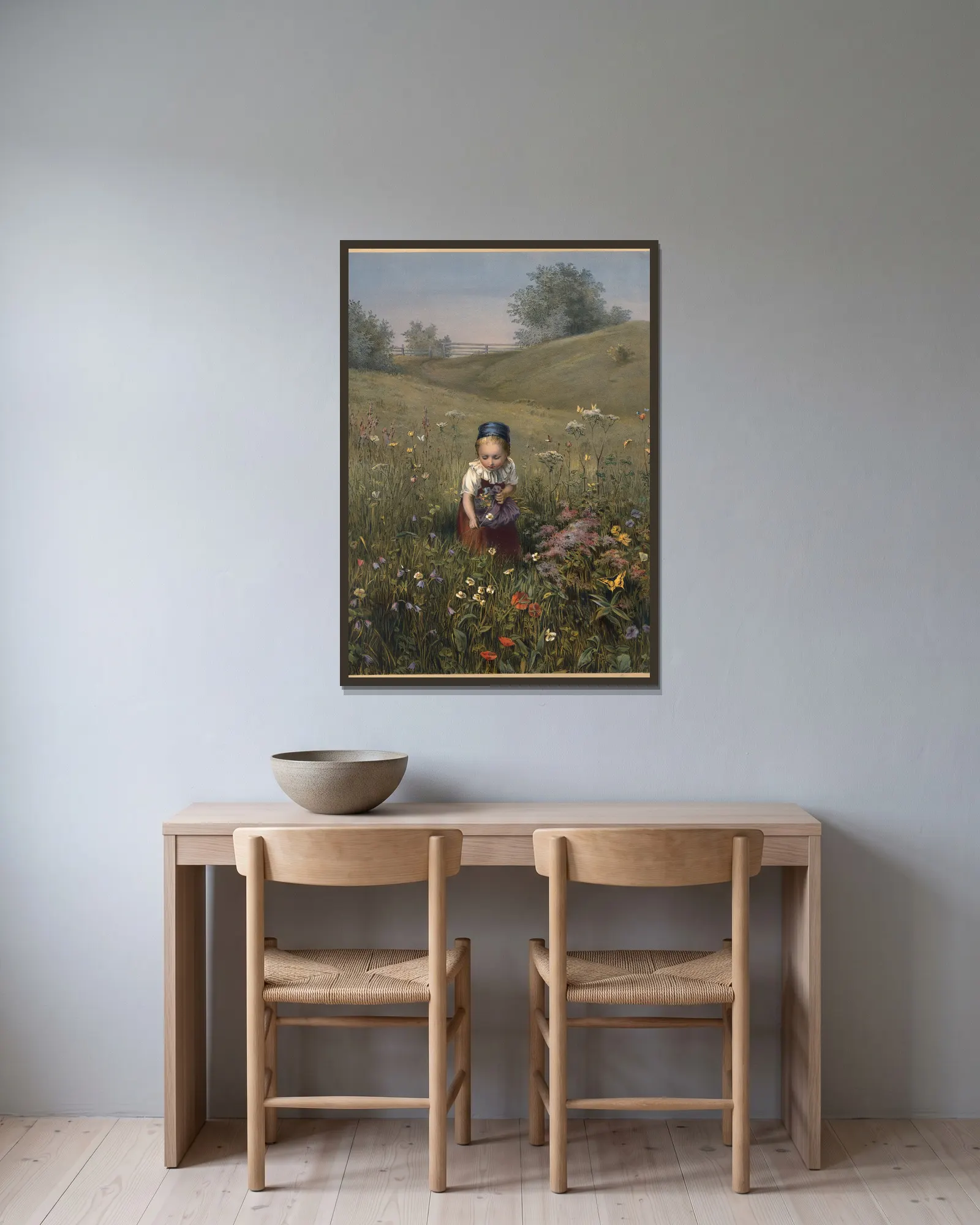 Spring Flowers av Ludwig Knaus inramad på en vägg