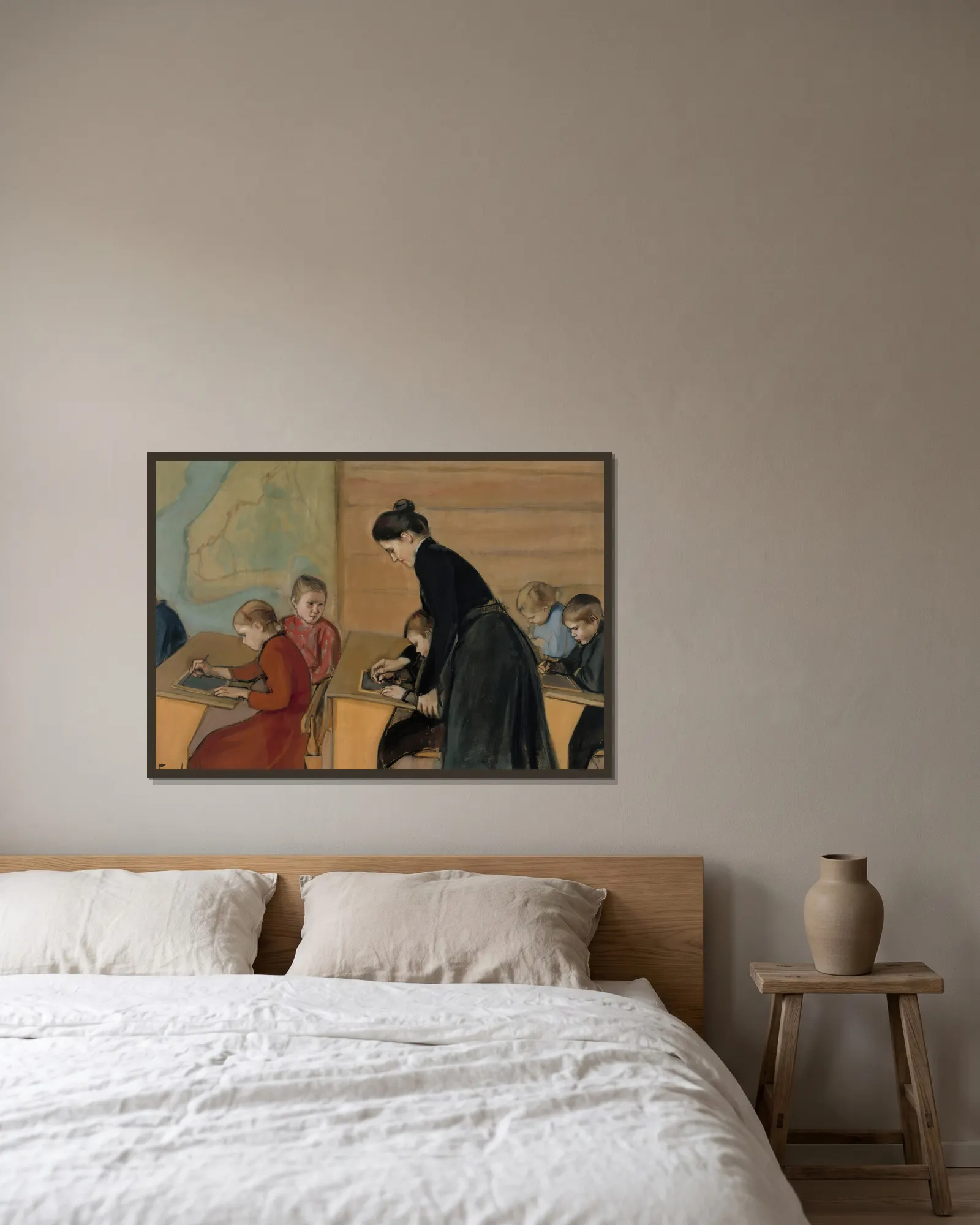 Elementary School av Magnus Enckell inramad på en vägg