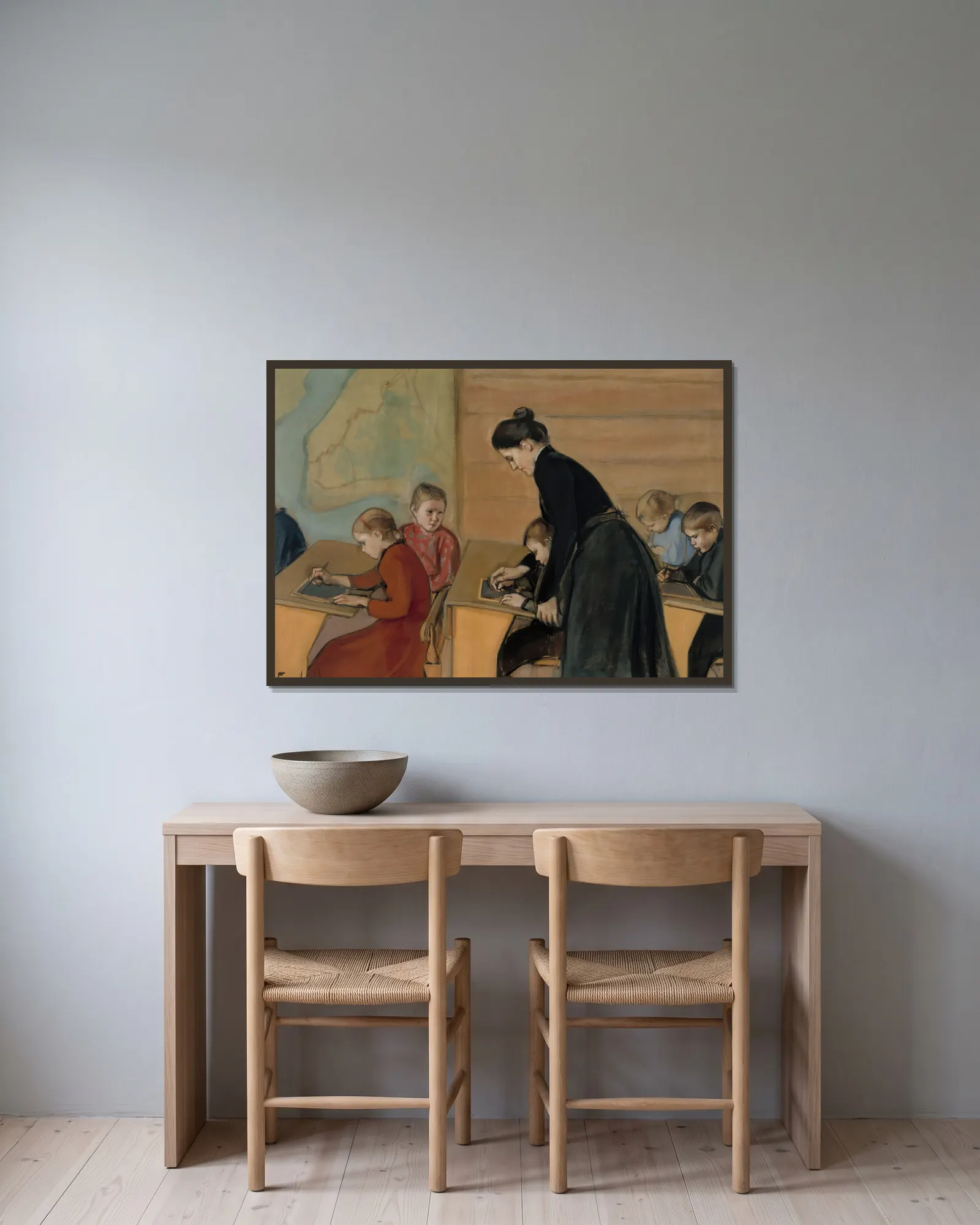 Elementary School av Magnus Enckell inramad på en vägg