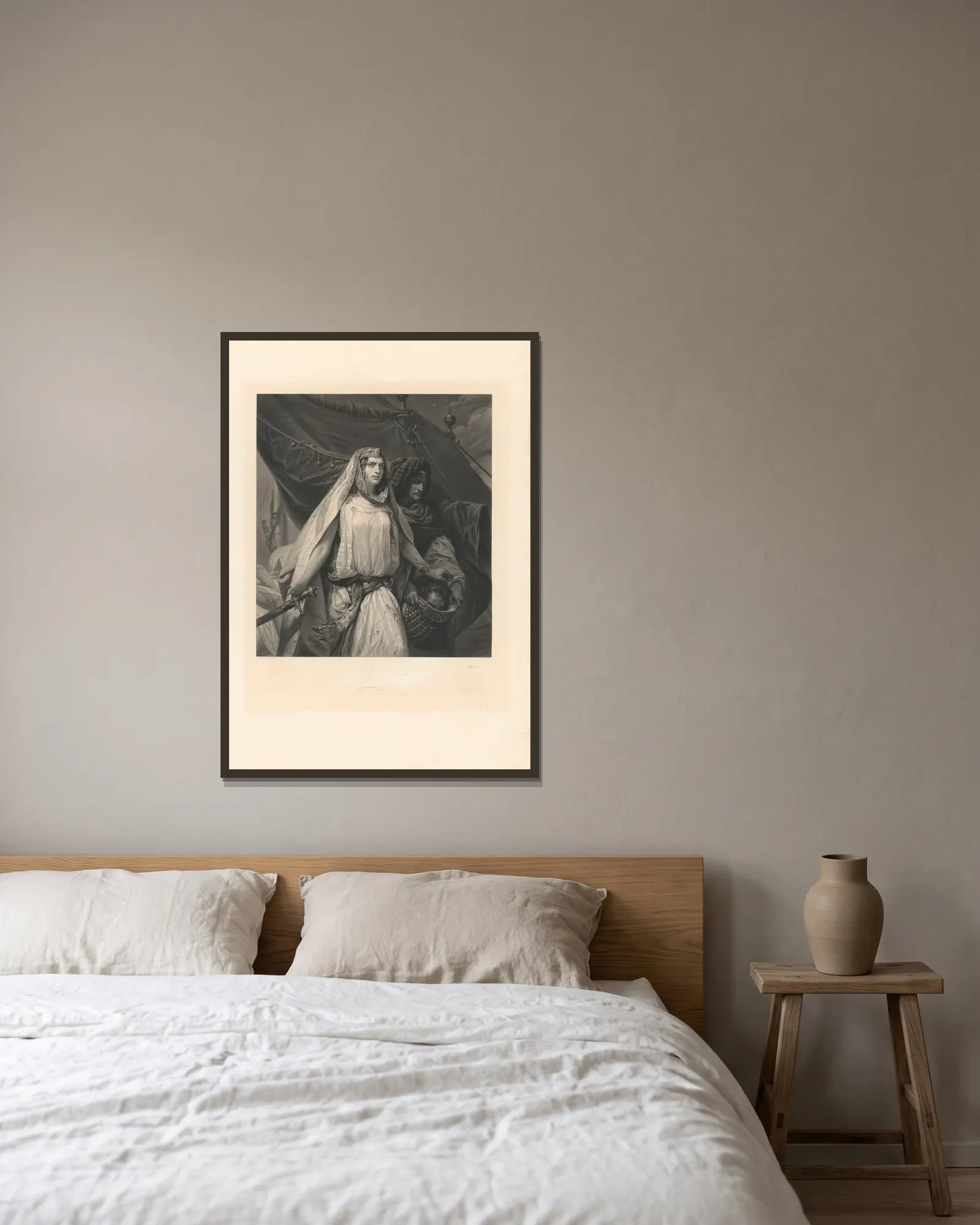 Judith (after Horace Vernet) av Jean-Pierre-Marie Jazet inramad på en vägg