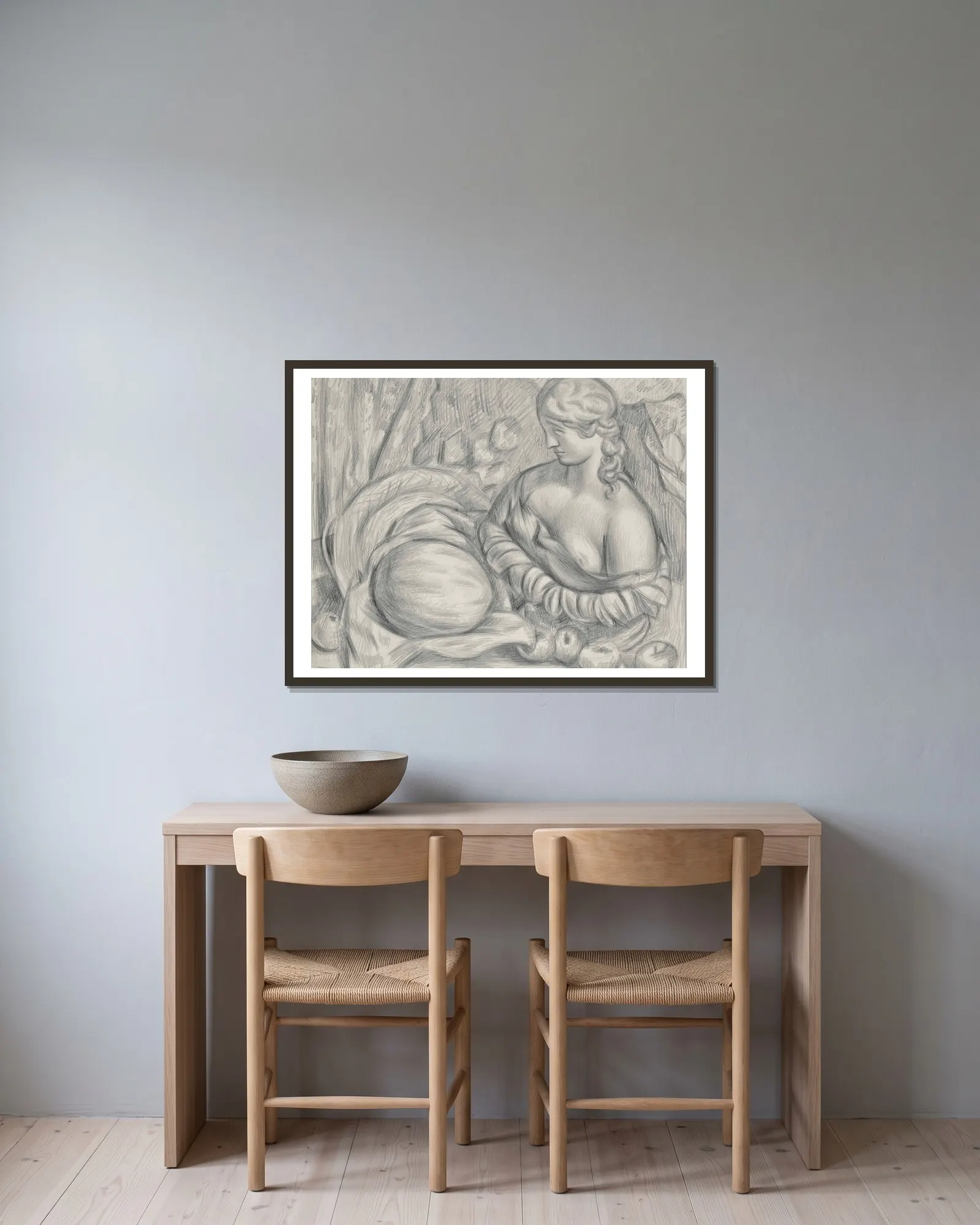 Clytie and the Melon av Mark Gertler inramad på en vägg