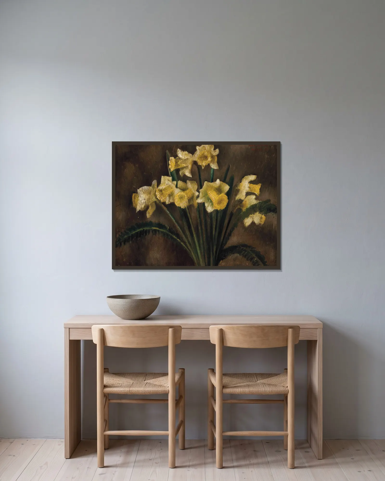 Daffodils av Mark Gertler inramad på en vägg