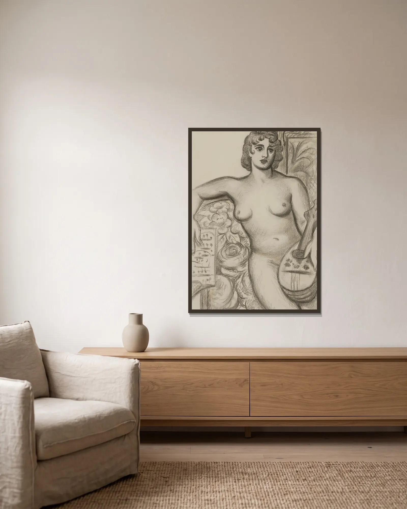 Seated Nude av Mark Gertler inramad på en vägg