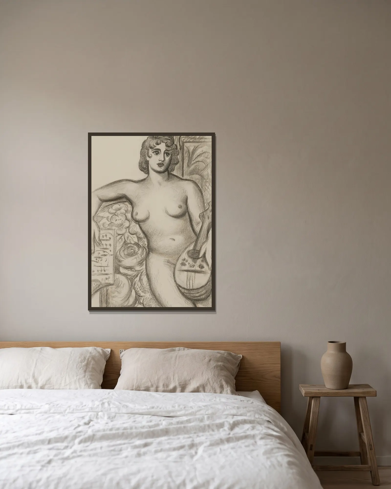 Seated Nude av Mark Gertler inramad på en vägg