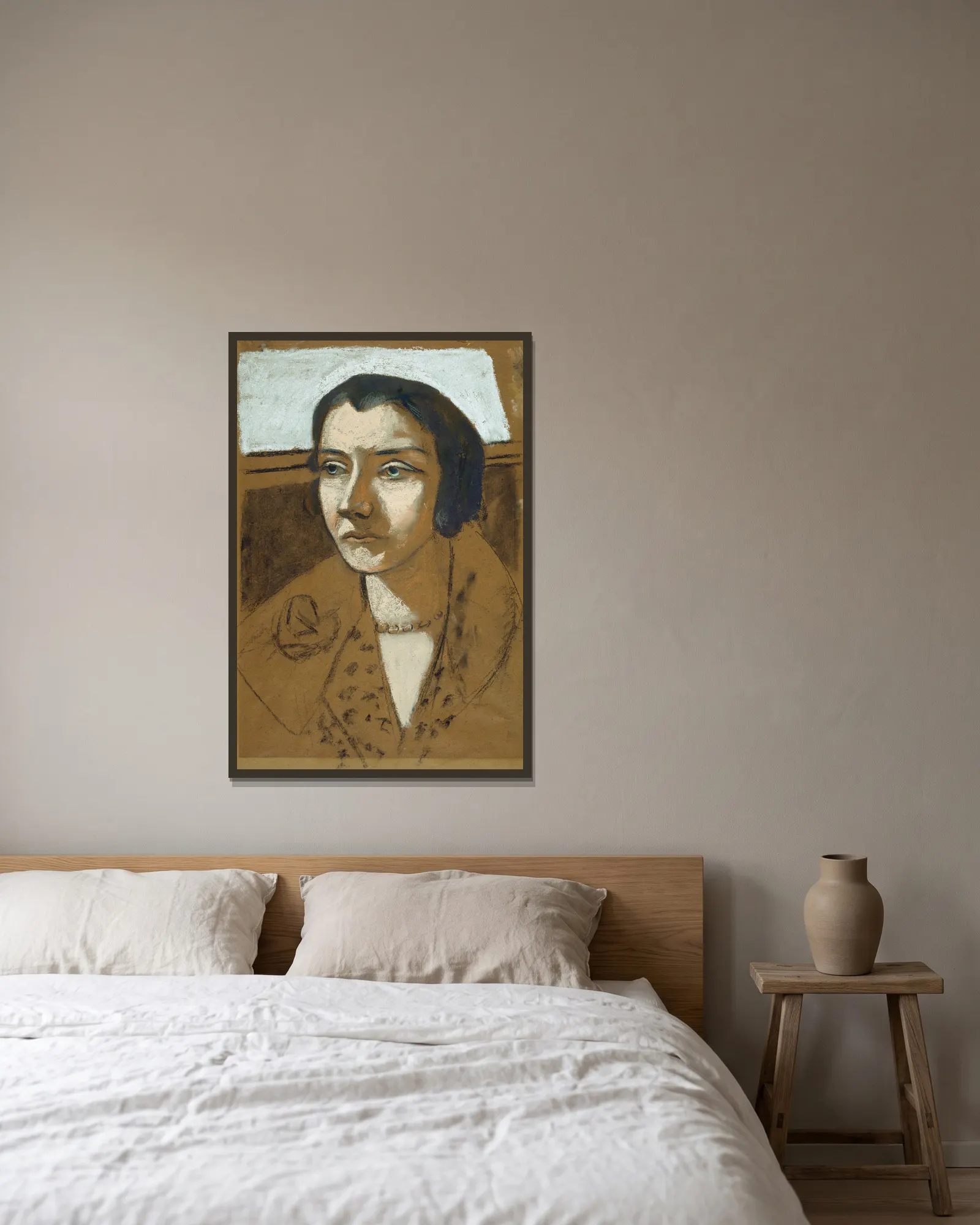 Portrait of Marie Swarzenski av Max Beckmann inramad på en vägg