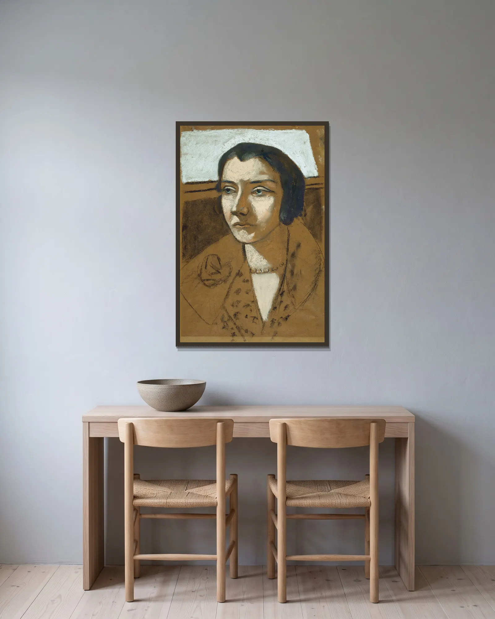 Portrait of Marie Swarzenski av Max Beckmann inramad på en vägg
