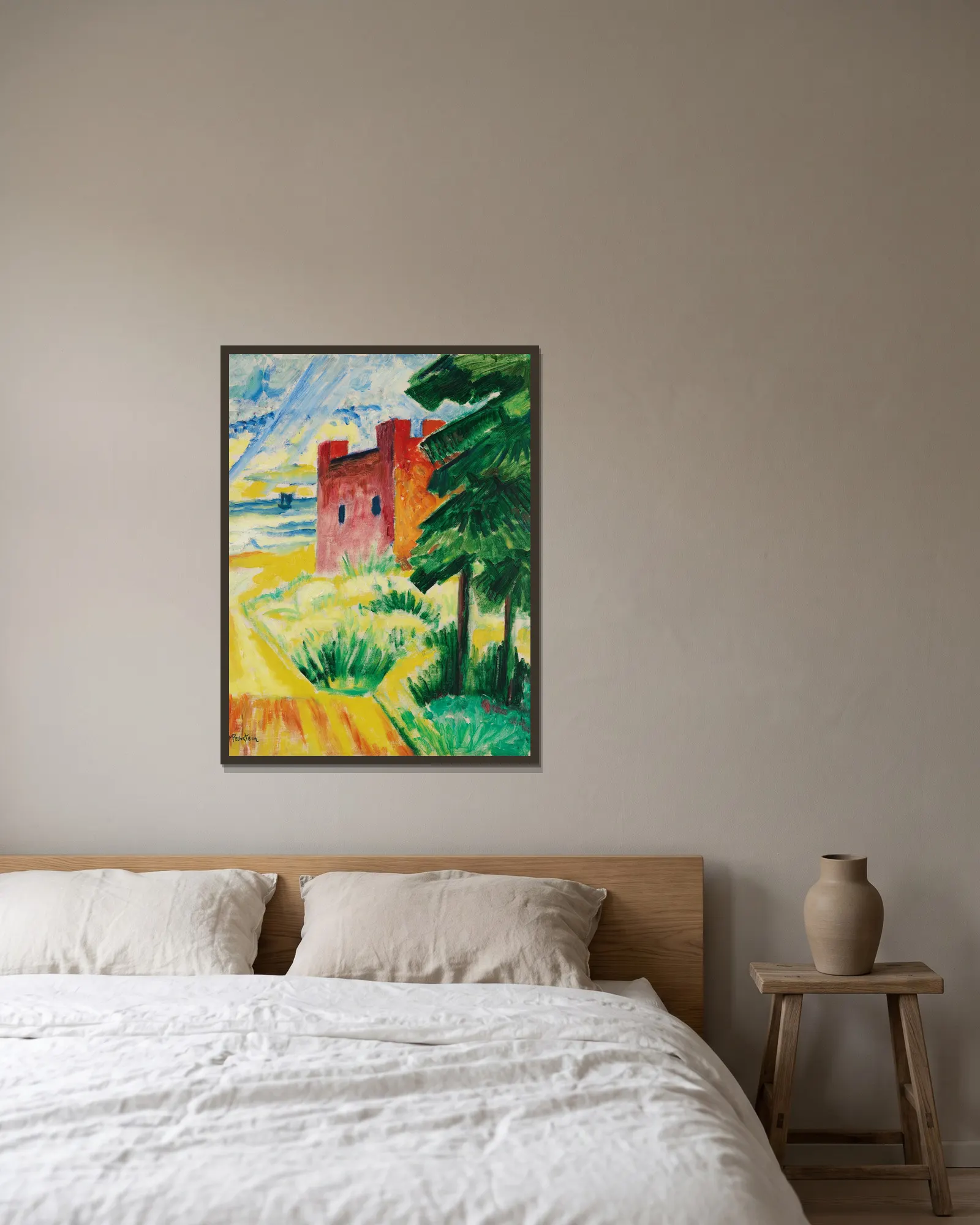 Rettungshaus in den Dünen av Hermann Max Pechstein inramad på en vägg