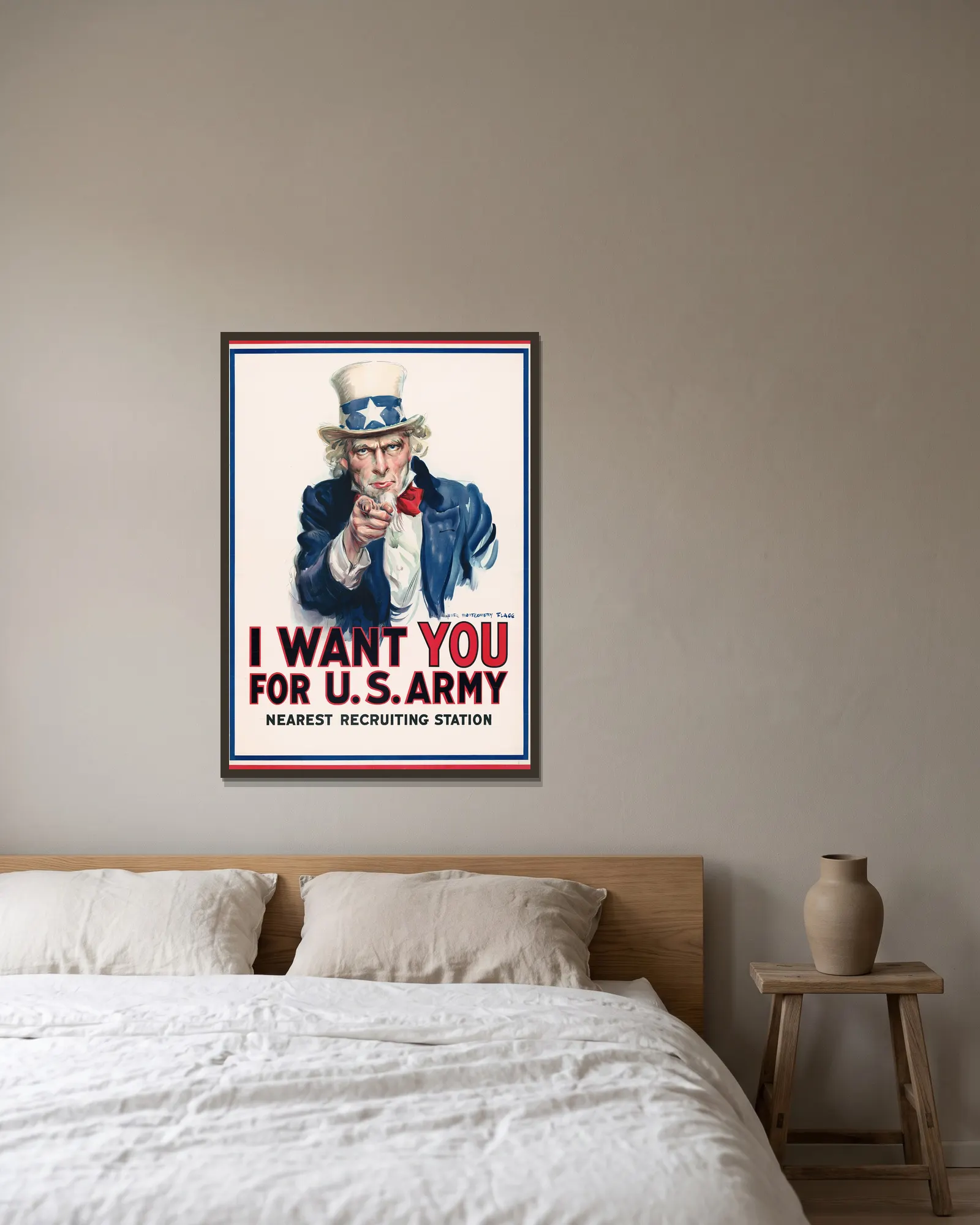 I want you for U.S. Army av James Montgomery Flagg inramad på en vägg