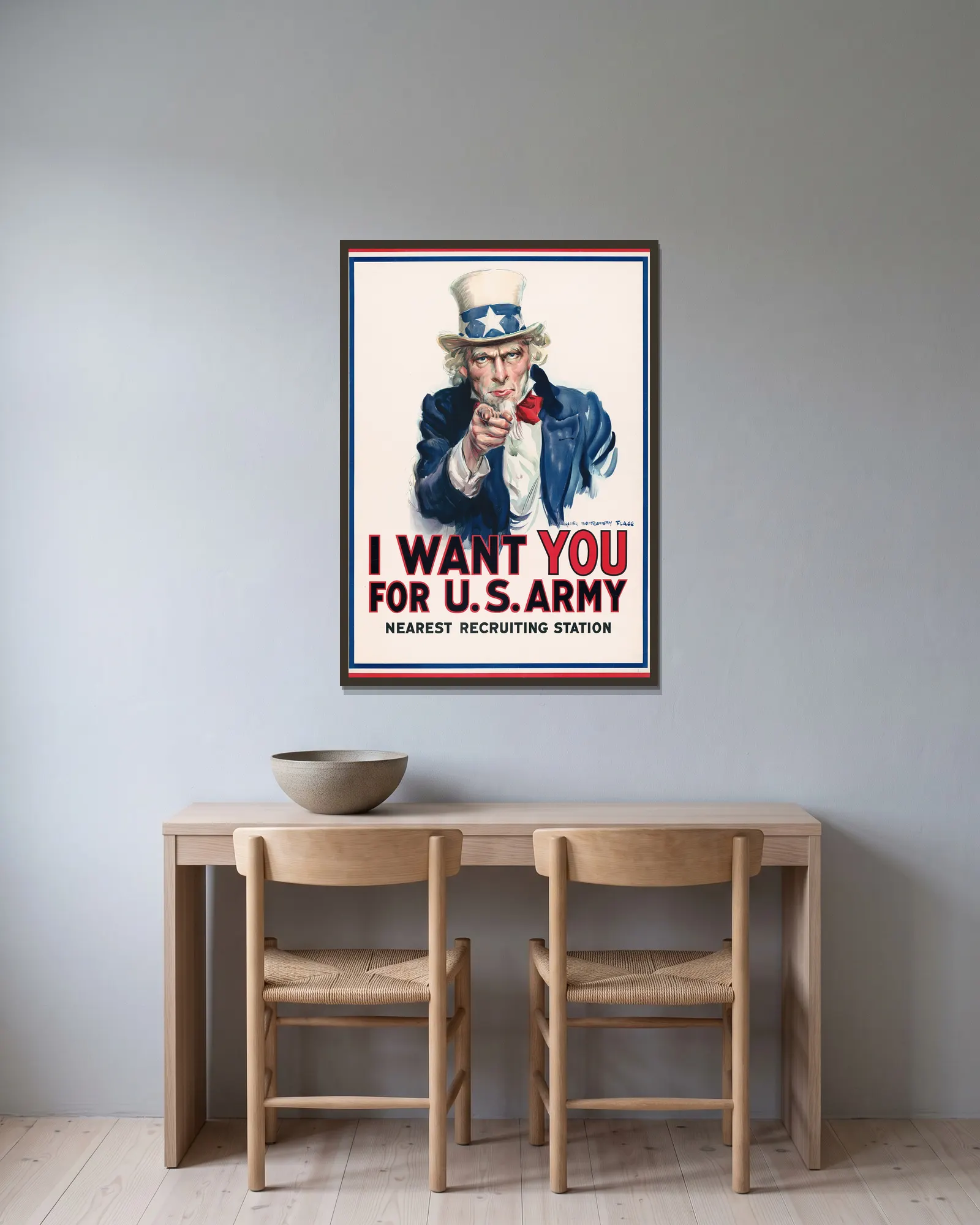 I want you for U.S. Army av James Montgomery Flagg inramad på en vägg