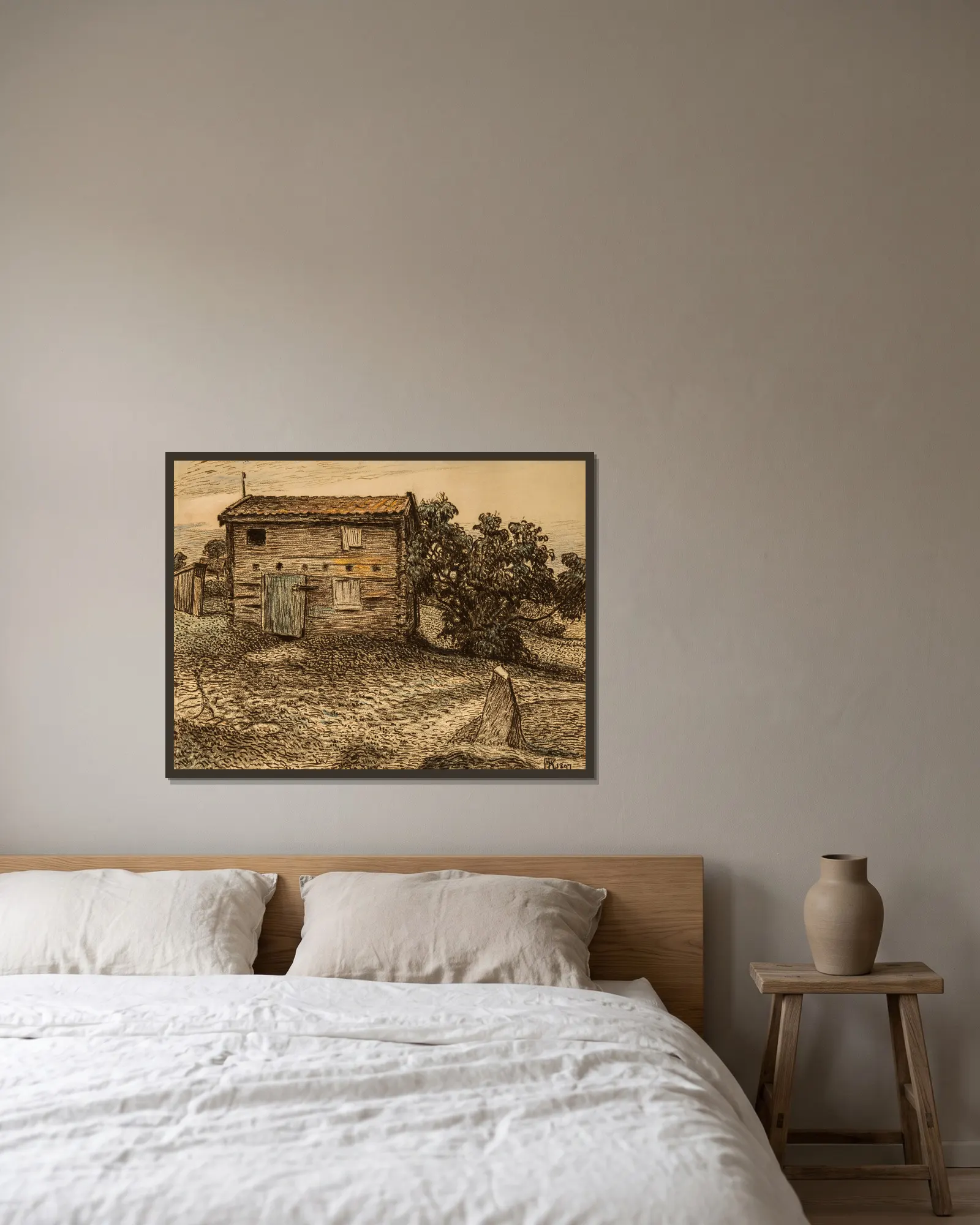 Landscape av Nils Kreuger inramad på en vägg