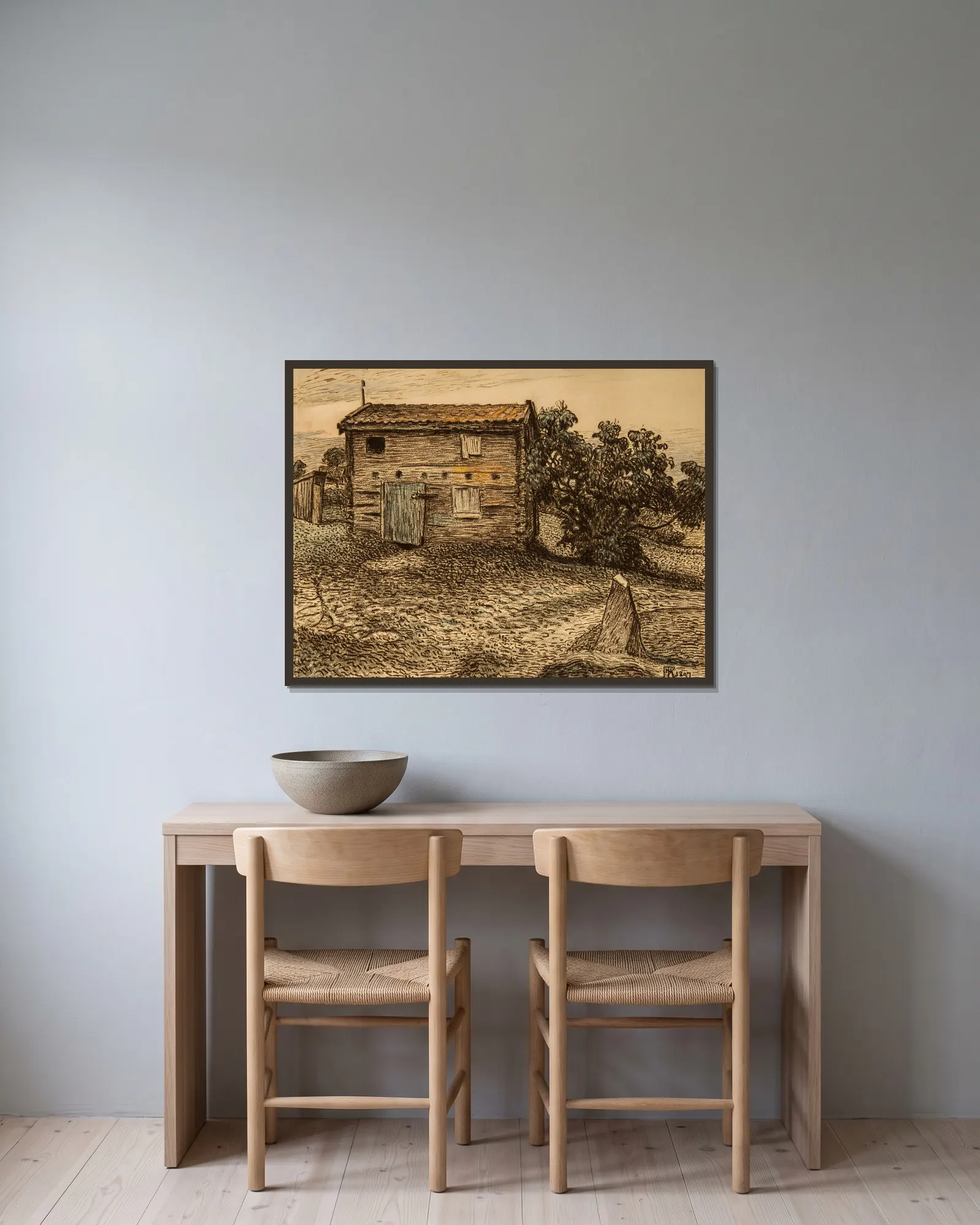 Landscape av Nils Kreuger inramad på en vägg