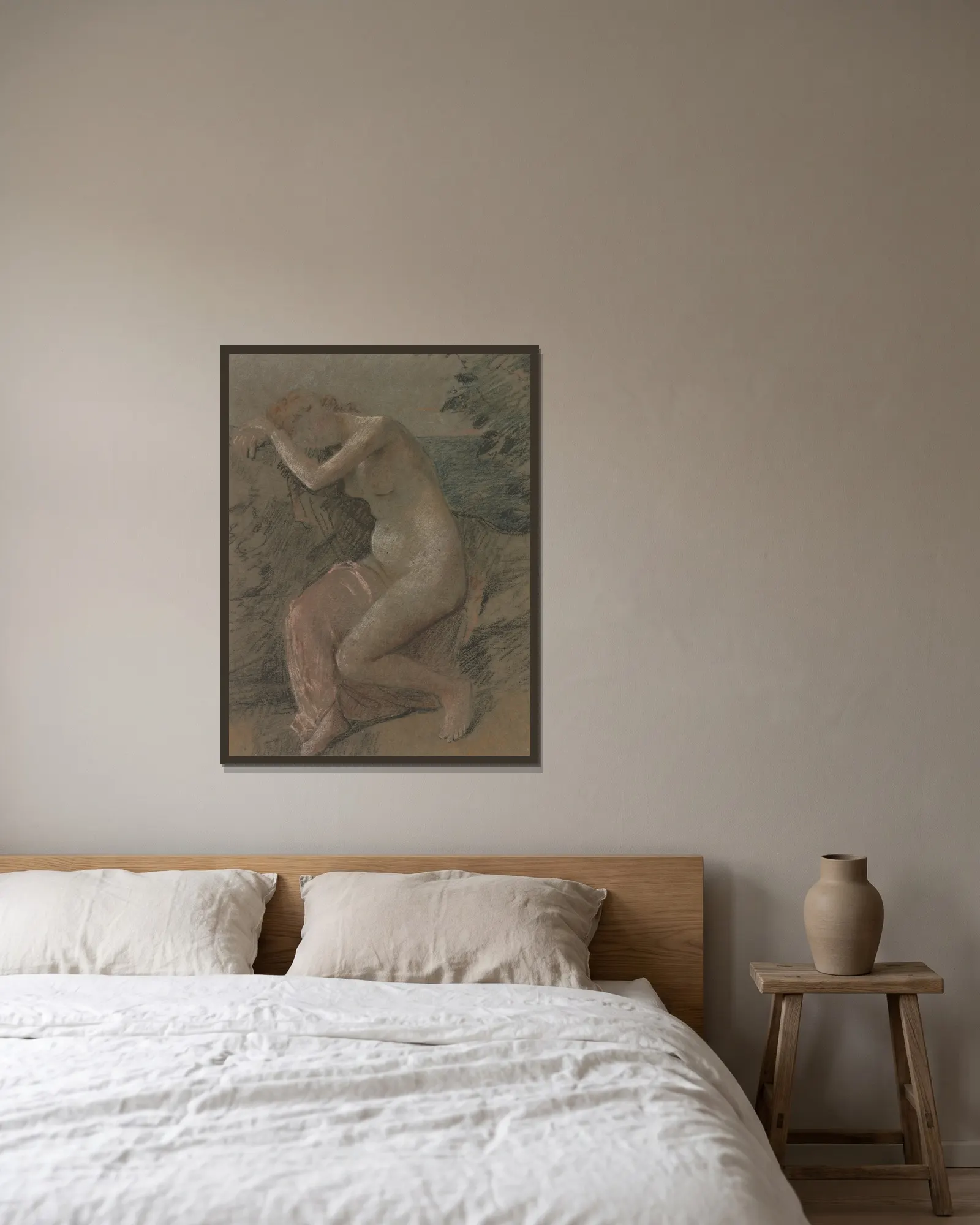 The nymph av Otto Scholderer inramad på en vägg