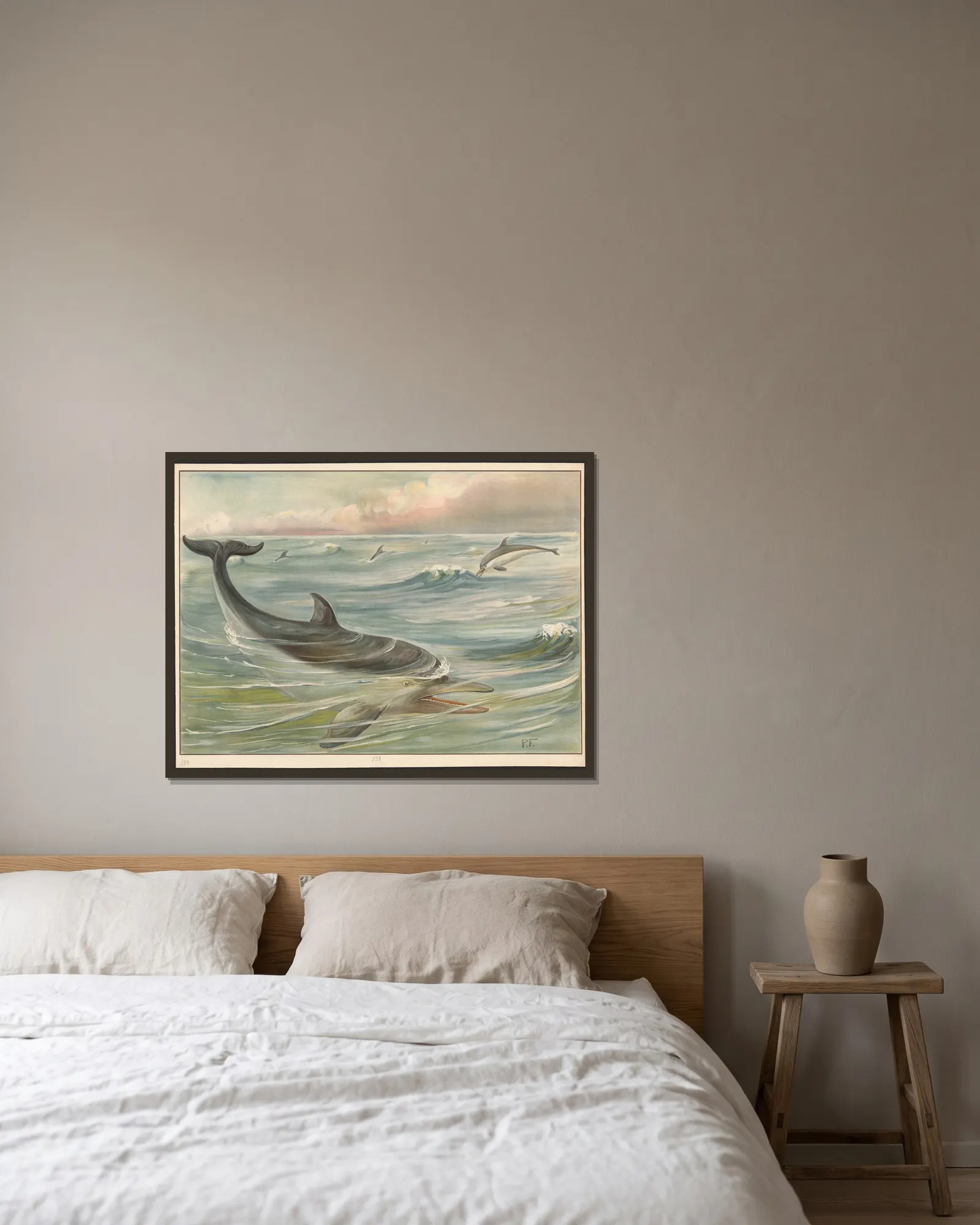 Dolphin av Paul Flanderky inramad på en vägg
