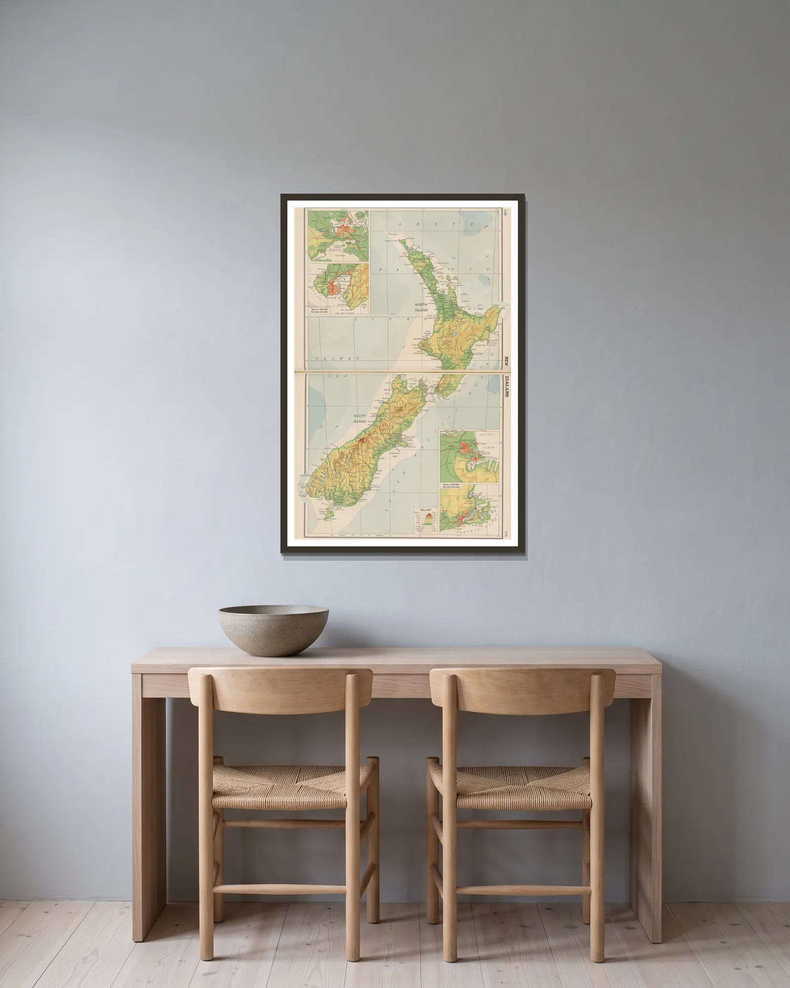 New Zealand av John Paul Goode inramad på en vägg