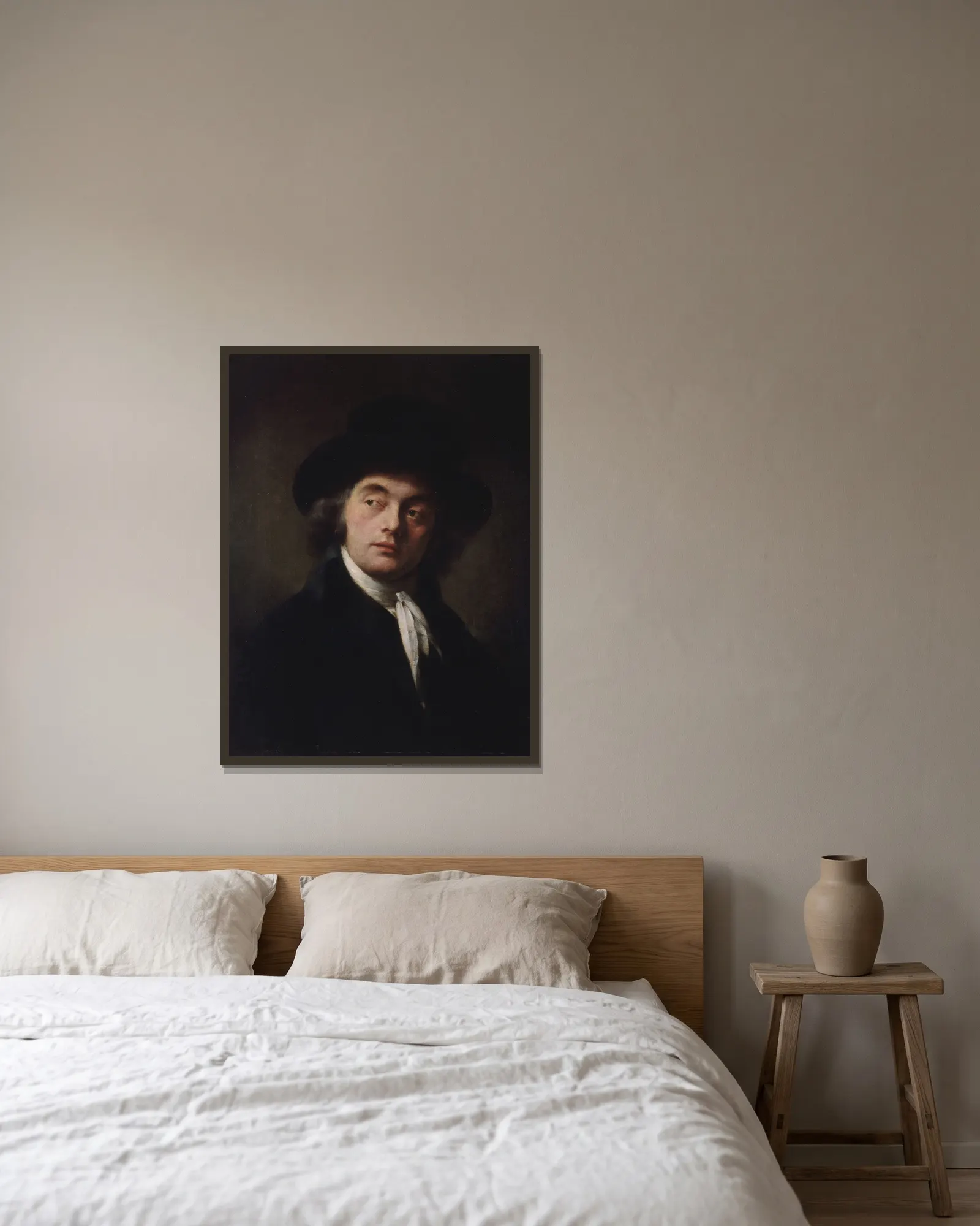Portrait d’inconnu av Pierre-Paul Prud'hon inramad på en vägg