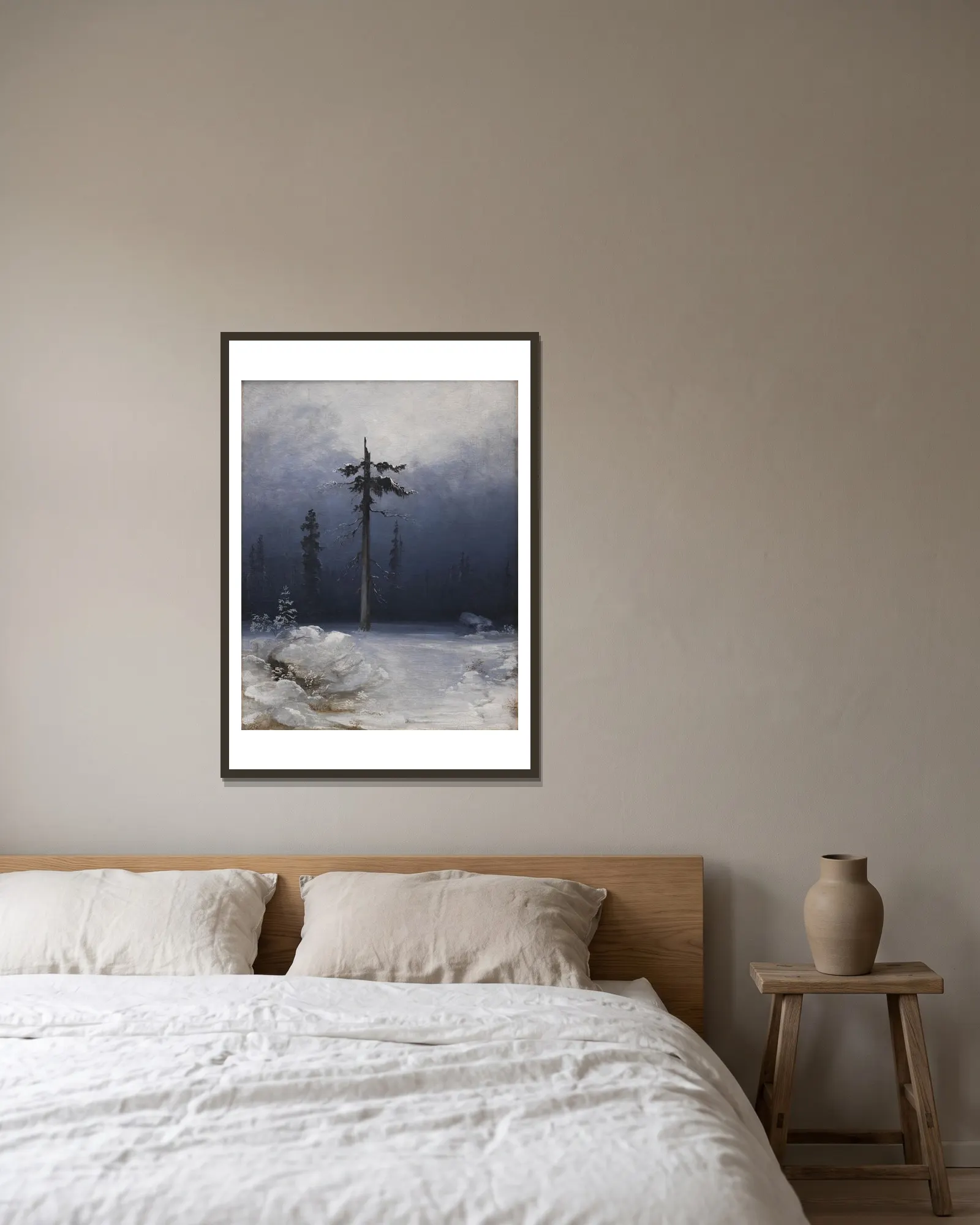 Tree in a Wintry Forest av Peder Balke inramad på en vägg