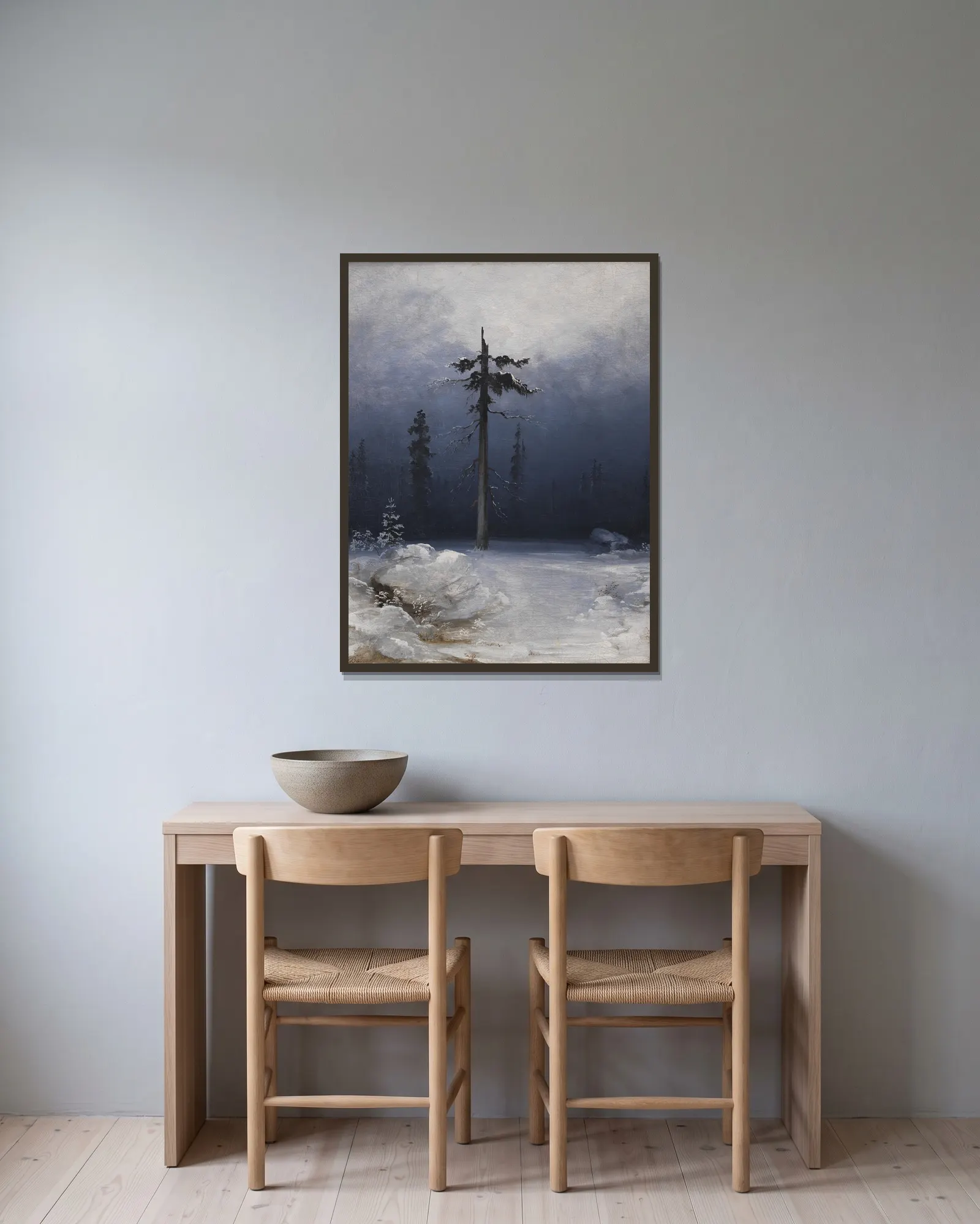 Tree in a Wintry Forest av Peder Balke inramad på en vägg