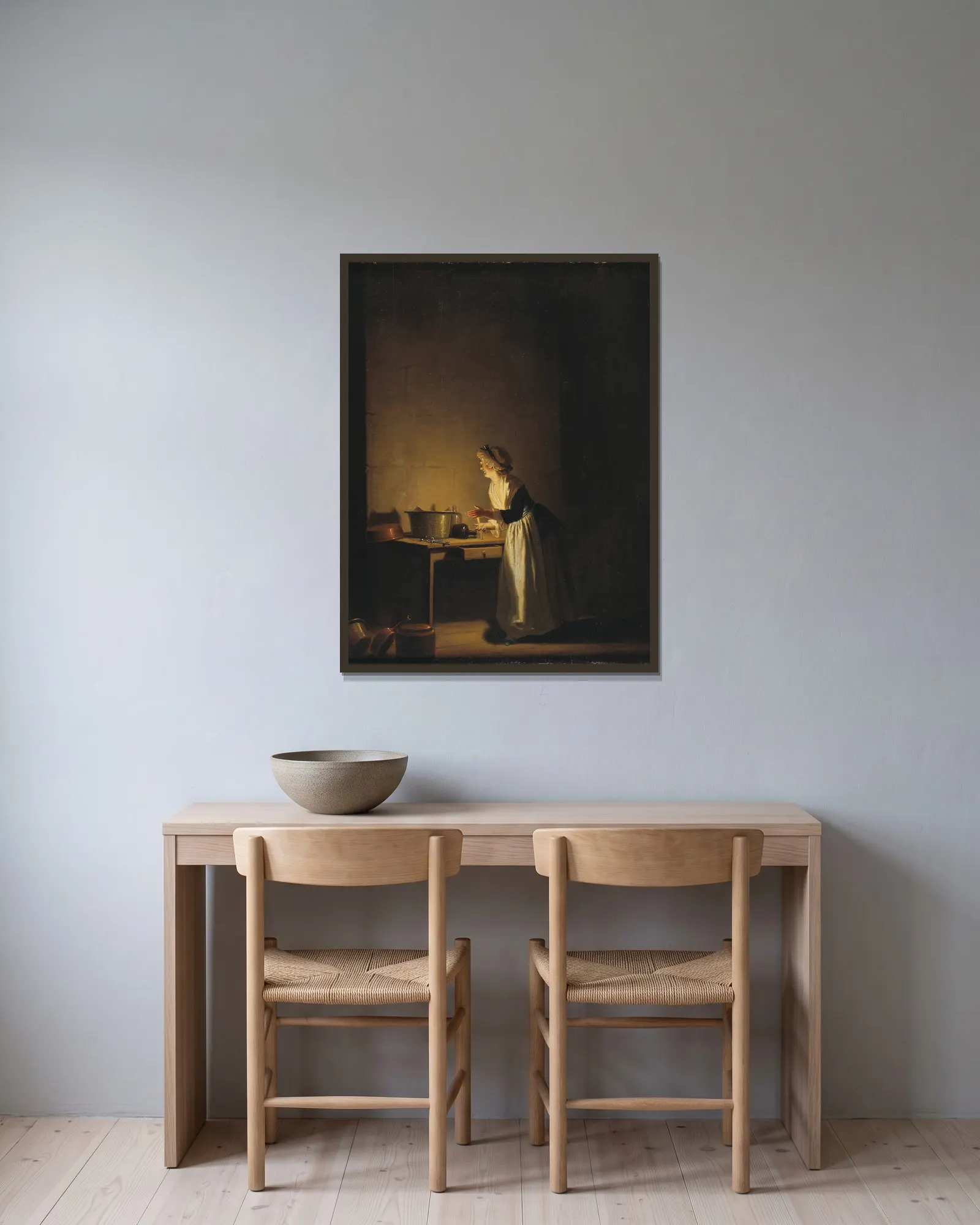 Kitchen Scene av Pehr Hilleström inramad på en vägg