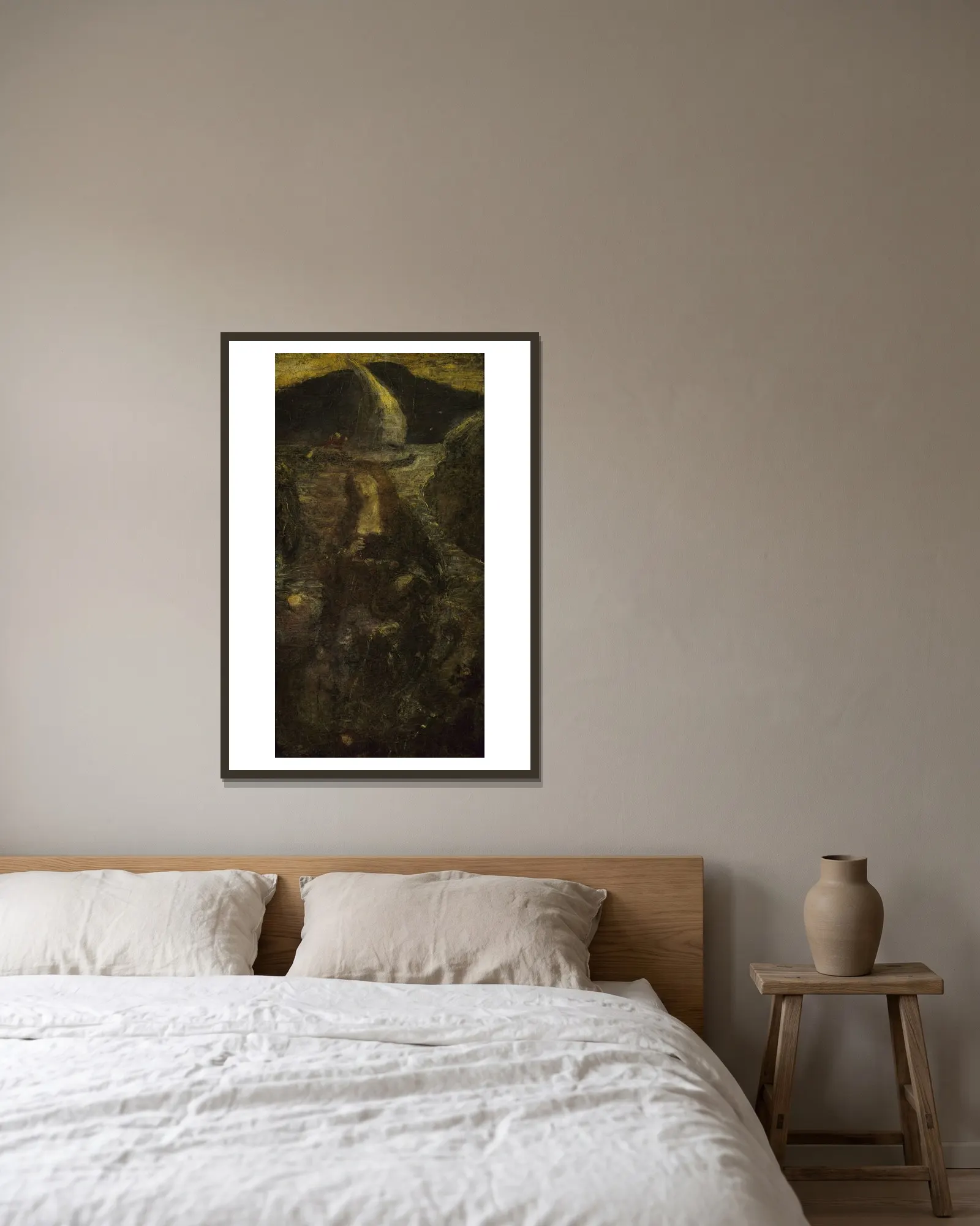 Passing Song av Albert Pinkham Ryder inramad på en vägg