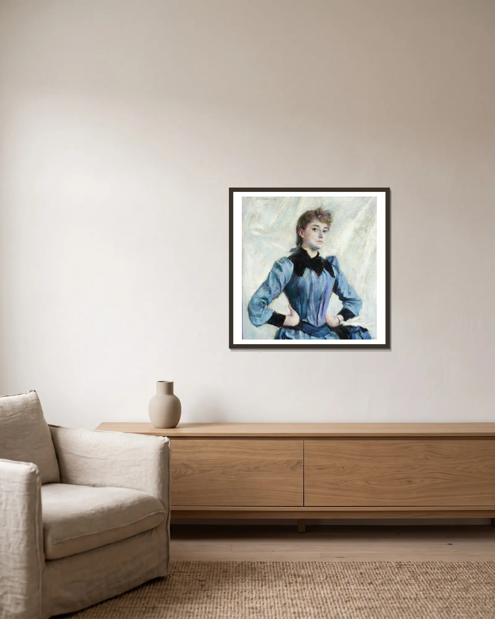 Study of a blonde av Władysław Podkowiński inramad på en vägg