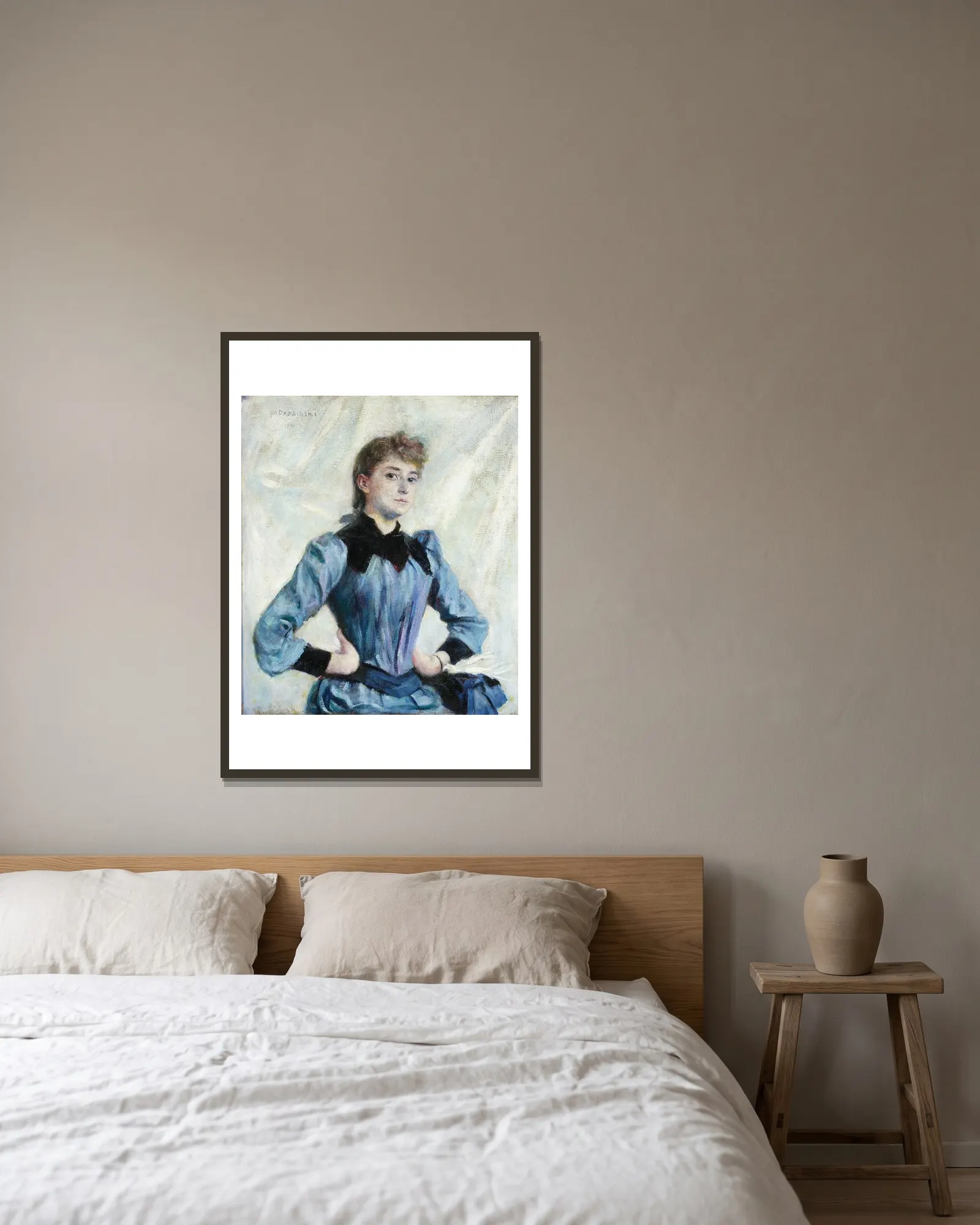 Study of a blonde av Władysław Podkowiński inramad på en vägg
