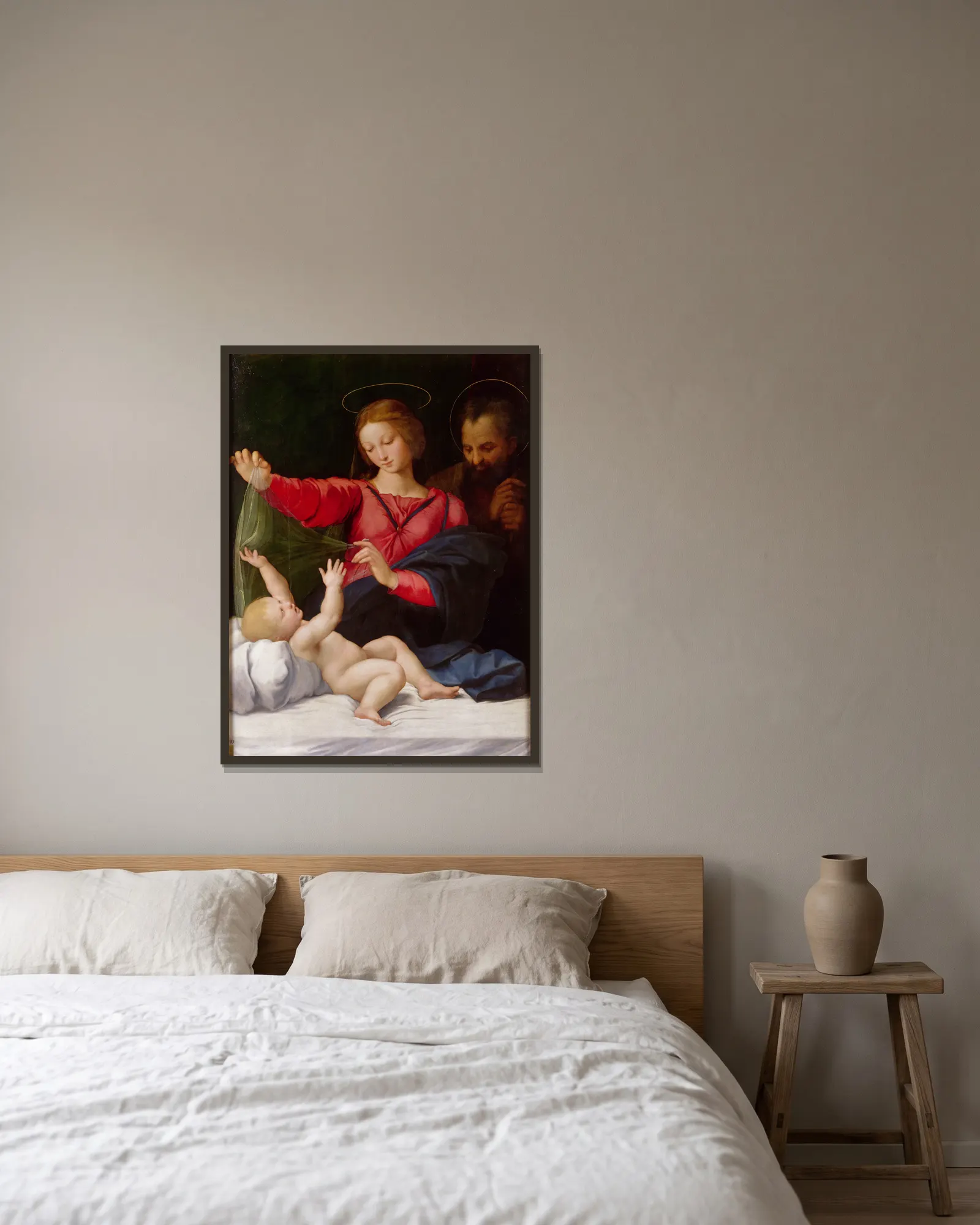 La Madone De Lorette av Raphael inramad på en vägg