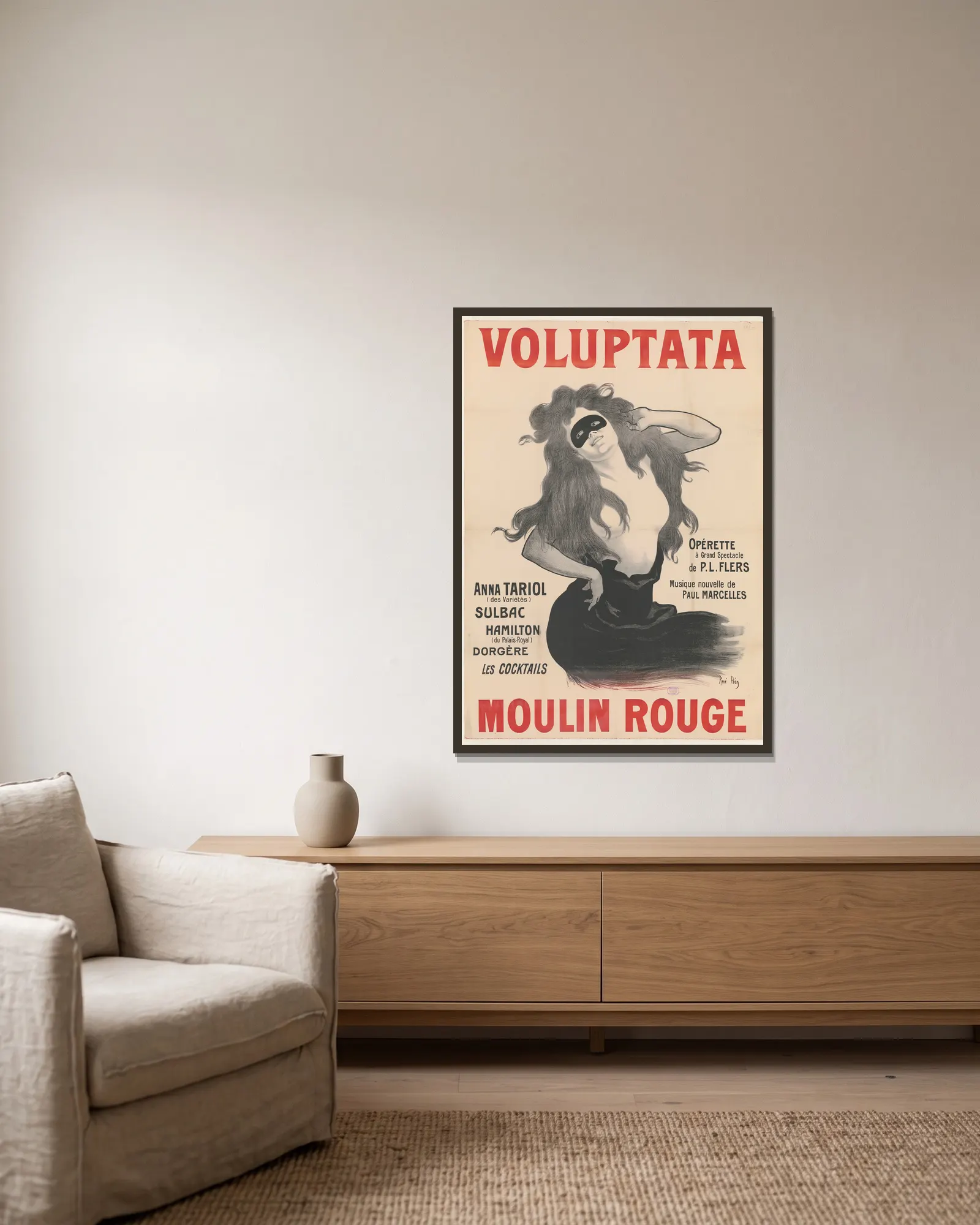 Voluptata av René Péan inramad på en vägg
